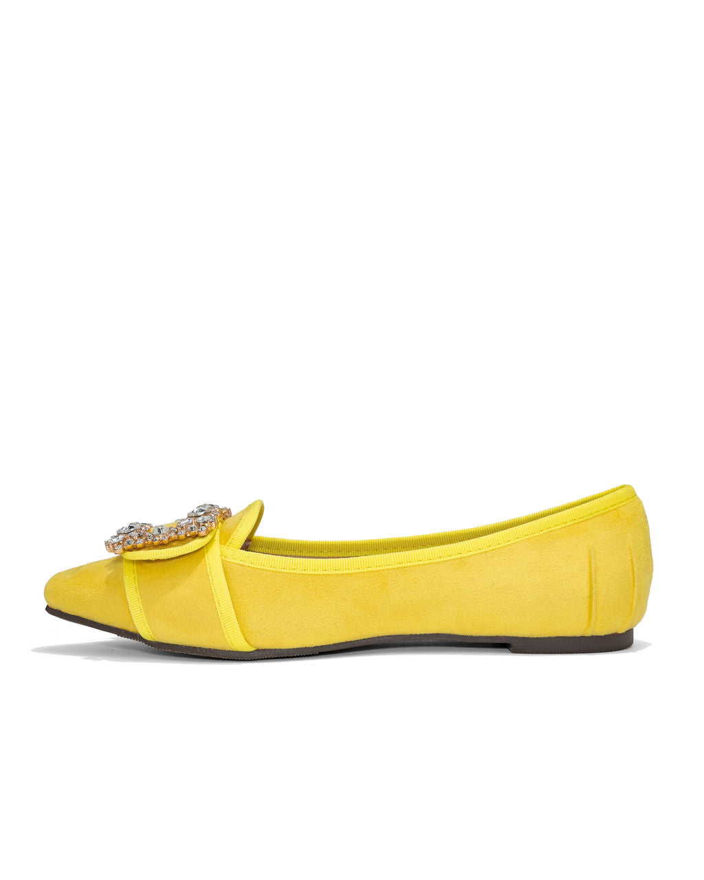 Vanderpump Embellished Faux Suede Flats - Yellow - Se7enfashion
