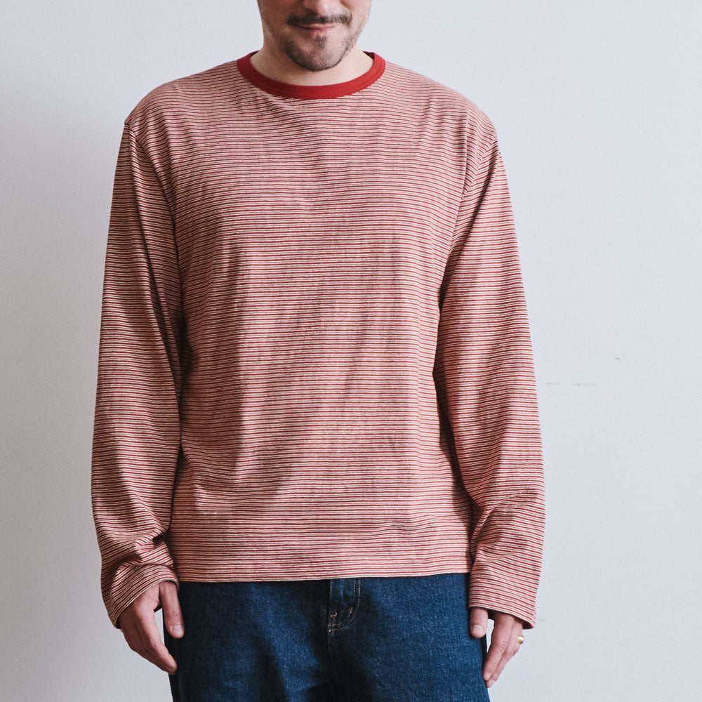 Another Aspect x Merci - T-shirt Rayé - Rouge Marron