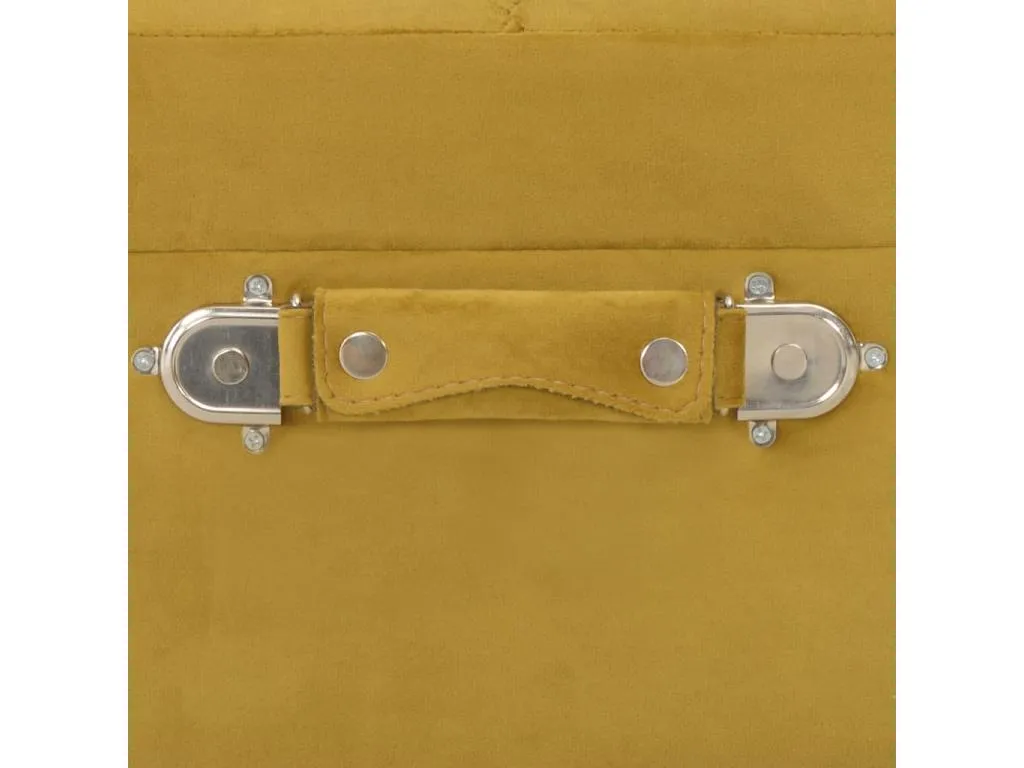 Taburete de almacenamiento en terciopelo amarillo mostaza 40 cm. foh2179789