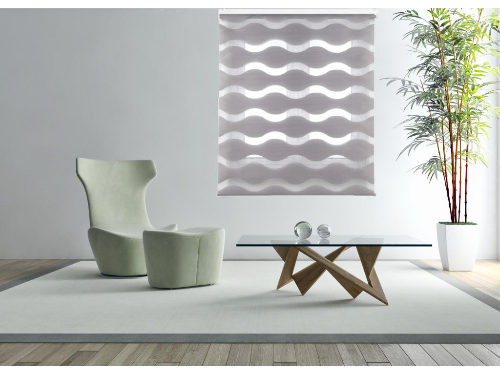 Casaplu | Estor Enrollable NOCHE y DIA | 170 x 255 cm (Ancho por Alto) Tamaño de Tela 167 x 250 cm | Modelo JEOR Color Gris