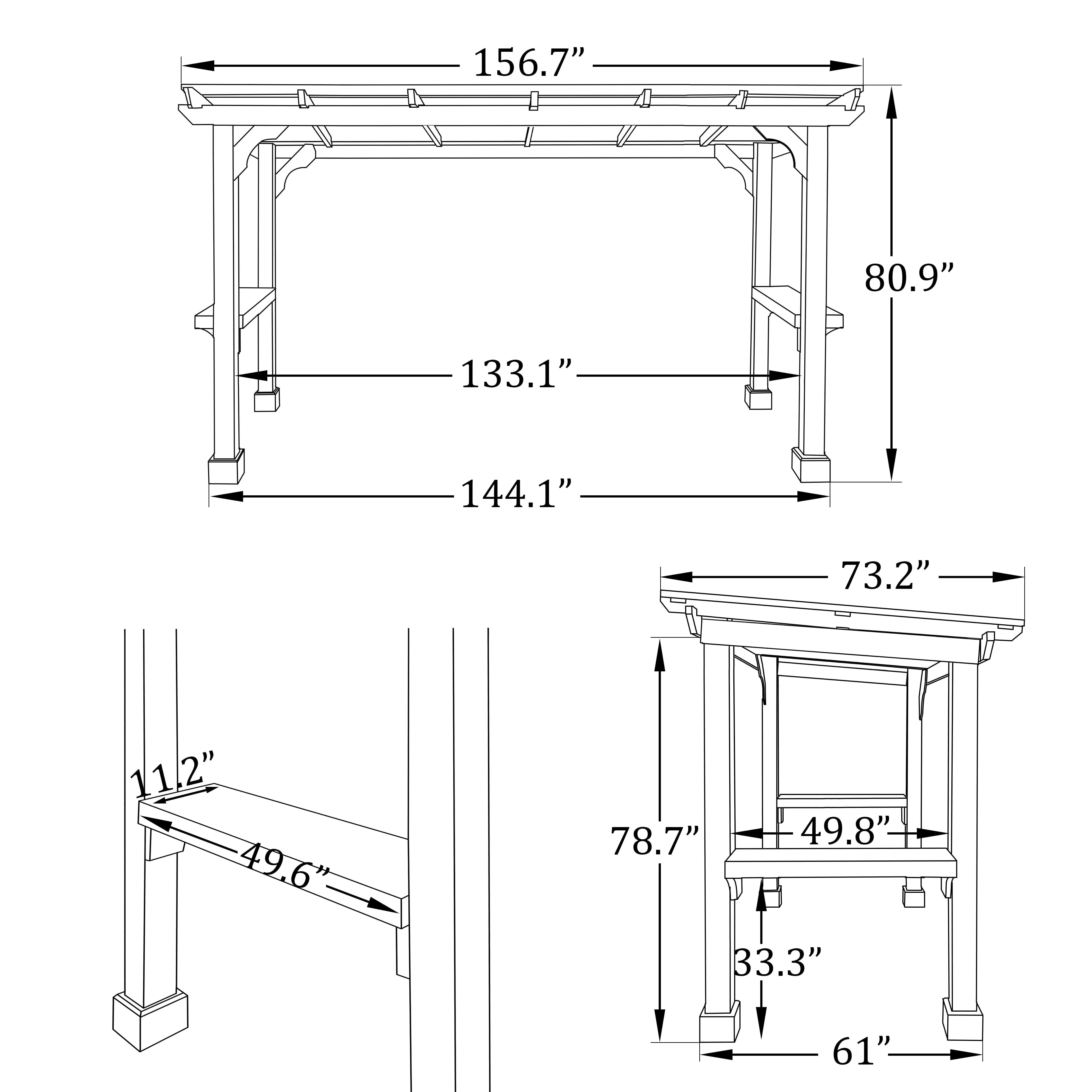 VEIKOUS 8' x 5' Outdoor Hardtop Gazebo, BBQ Grill Gazebo w/ Workstation Shelves for Lawn, Garden, Deck - Image 44