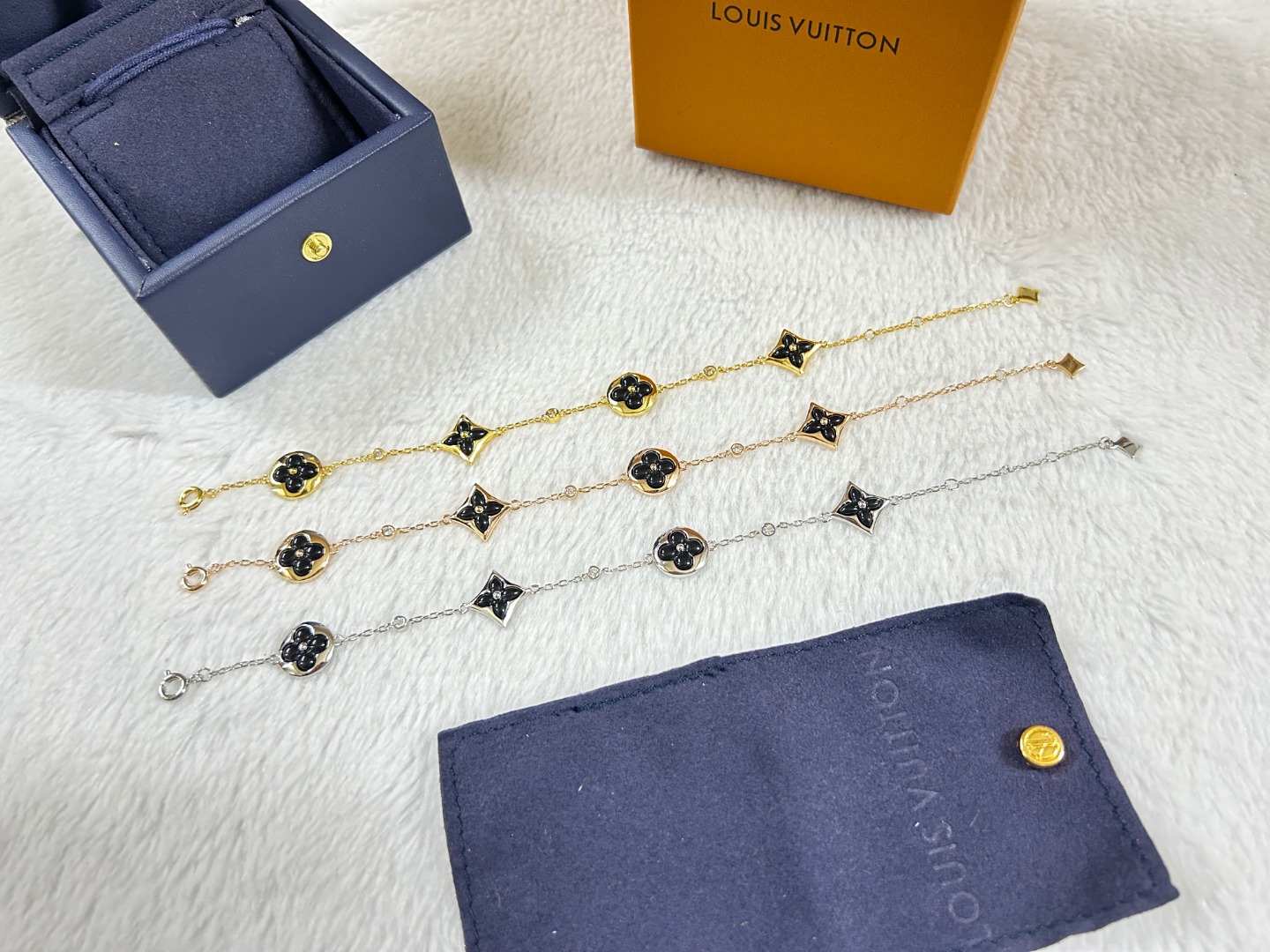 Louis Vuitton Black Carnelian Color Blossom Bracelet - Original Replica Club