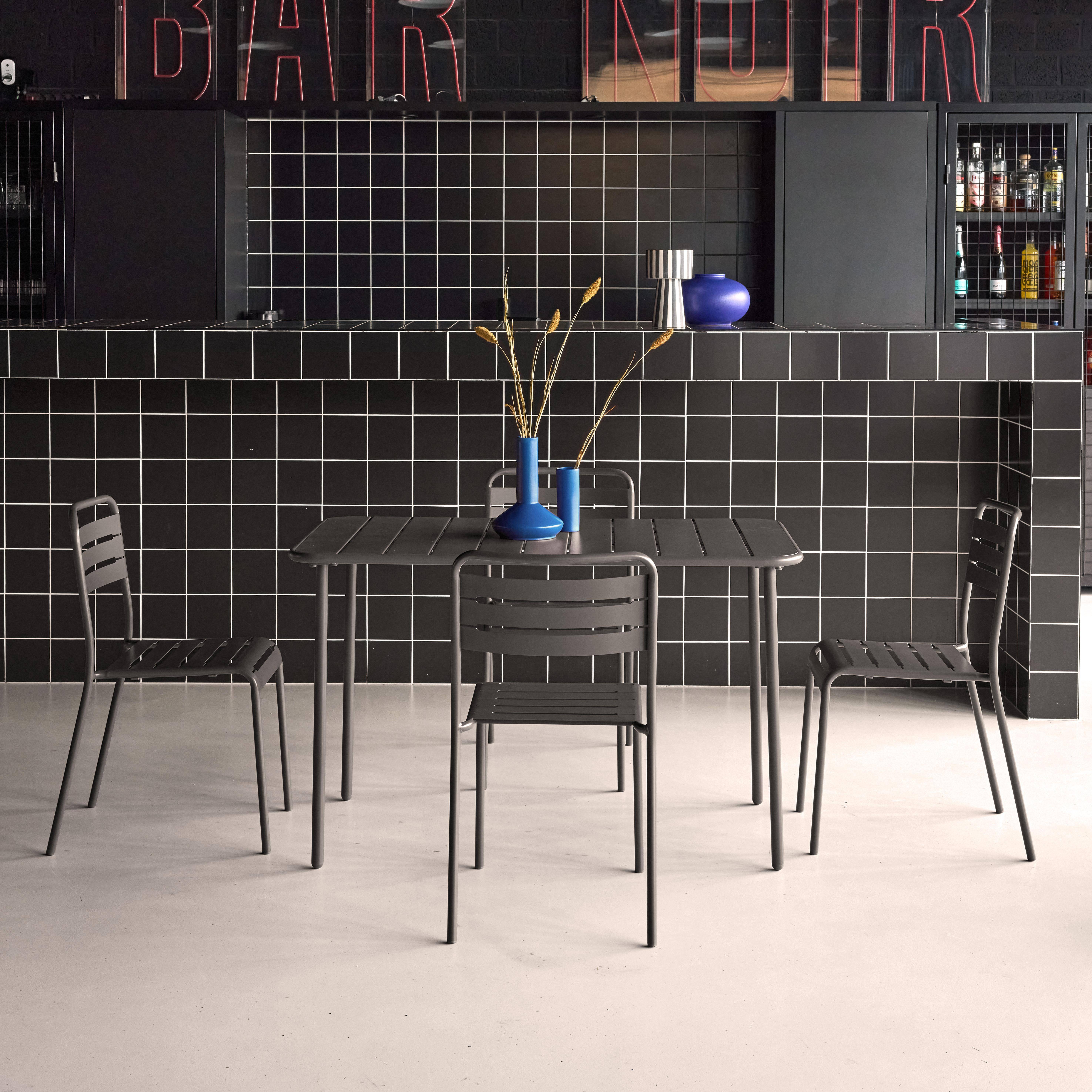 Amelia - Set mesa de jardín bistró de acero con 4 sillas, 120cm