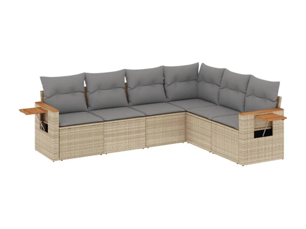 Juego de sofás jardín con cojines 6 pzas ratán sintético beige olcb01602