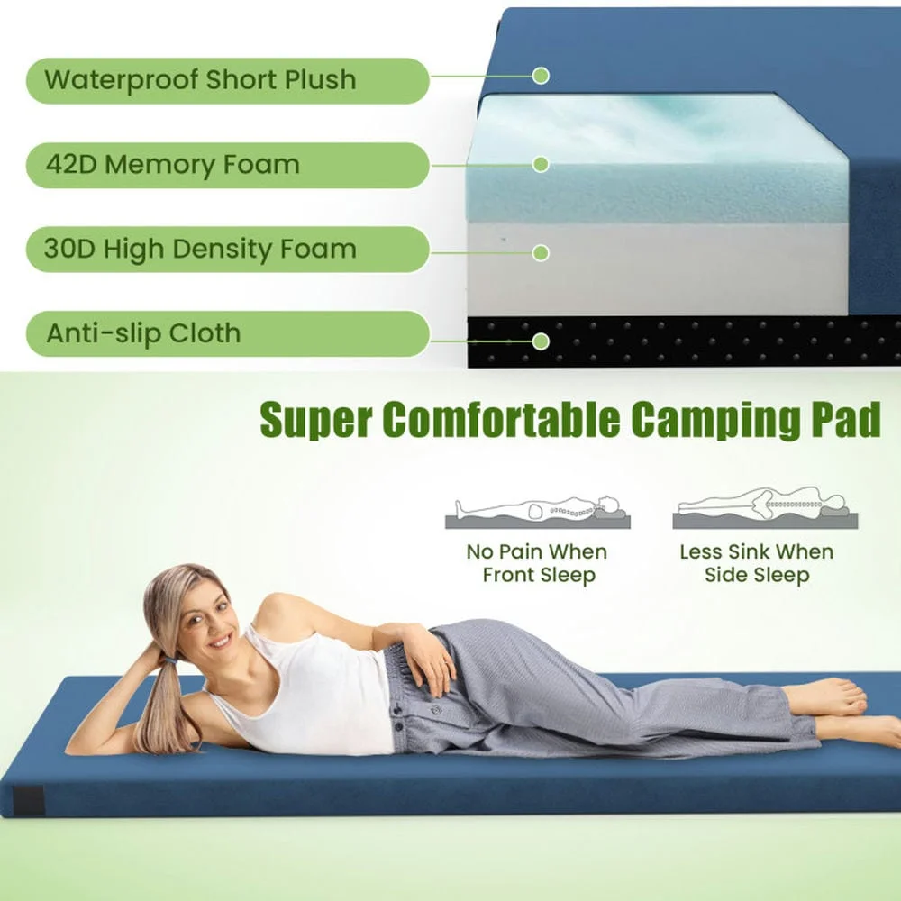 Spaco Foldable Camping Mattress with High Density Foam Cushion and Anti-slip Bottom, Air Mattresses & Sleeping Bags for Outdoor as Garden, Yard, Navy - Image 10