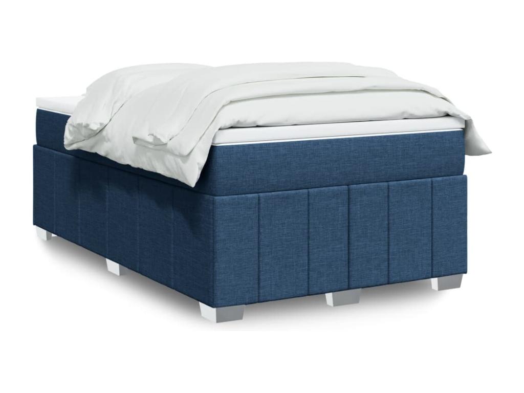 Cama box spring con colchón tela azul 120x190 cm