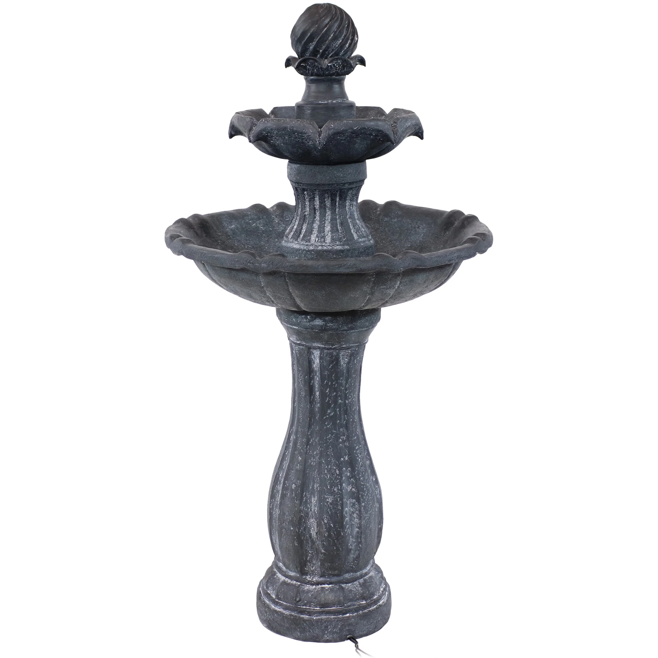 Sunnydaze 45" 2-Tier Arcade Solar Outdoor Water Fountain with LED - Earth - Image 20