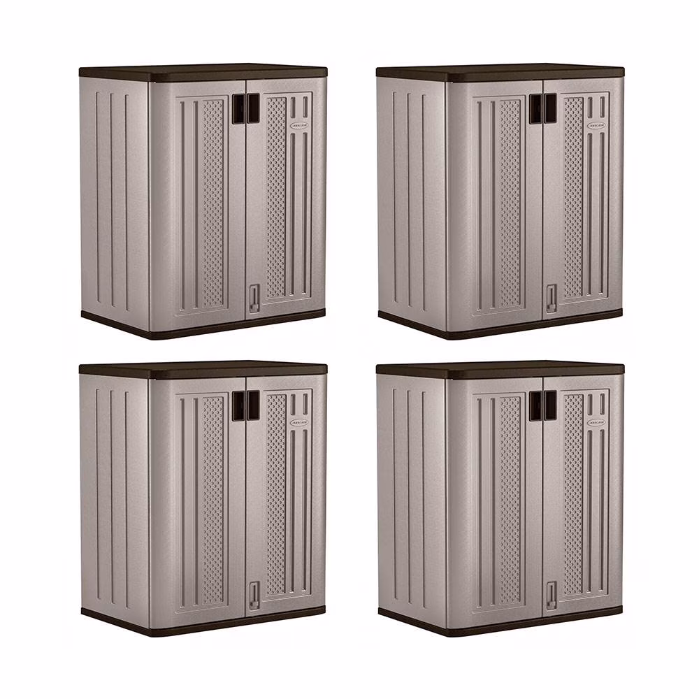 Suncast 2-Shelf Resin Base Cabinet, Platinum Metallic - Image 5
