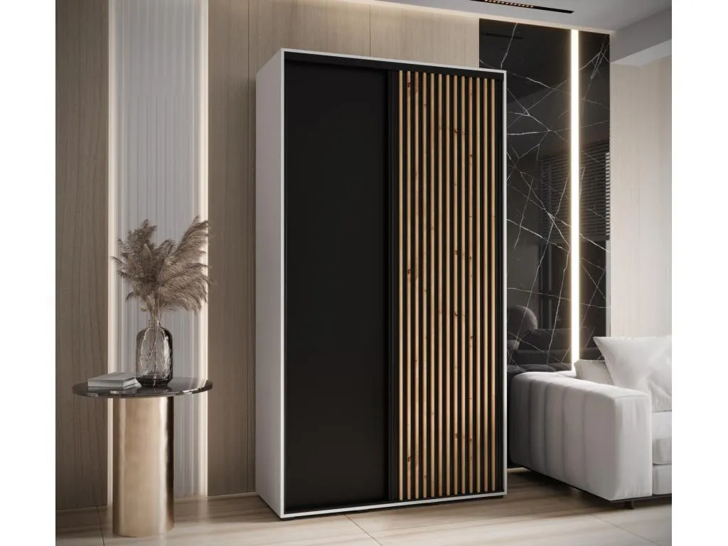 ARMARIO Hogarmini 1 DE PUERTAS CORREDERAS 205.2/140/45 2 puertas (blanco/negro) wtkb87395