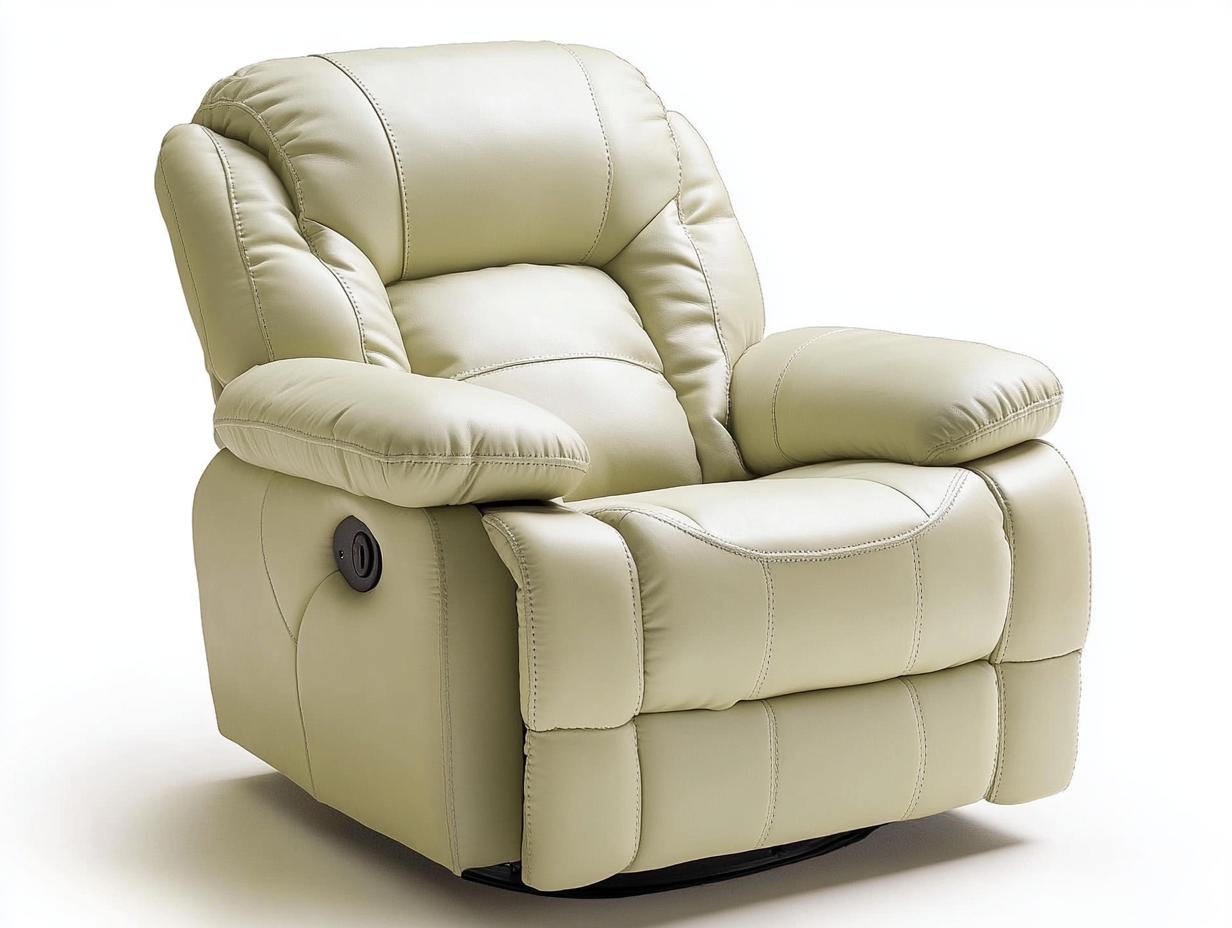 Sillón reclinable eléctrico – piel sintética beige – 92×90×100 cm – con apoyabrazos y respaldo ergonómico