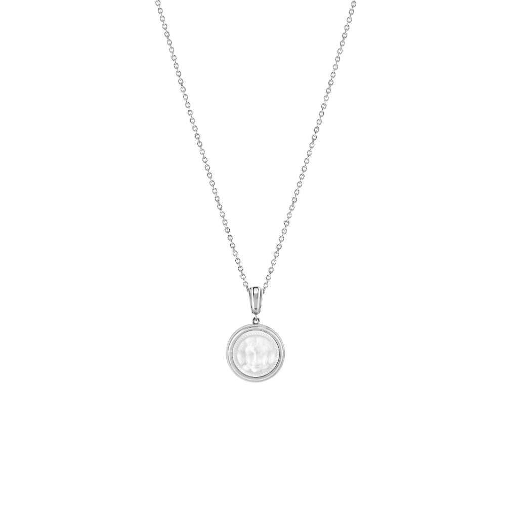 PENDENTIF ARÉTHUSE ROND - CRISTAL INCOLORE, ARGENT