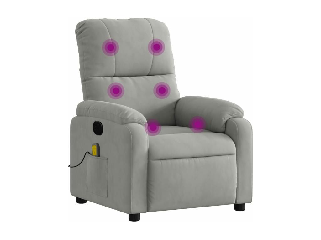 Sillón reclinable de masaje tela de microfibra gris claro