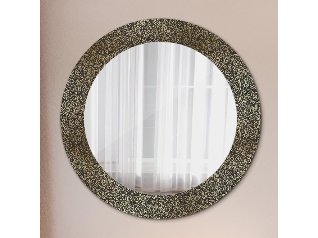 Espejo decorativo redondo - Adorno floral - 70 cm