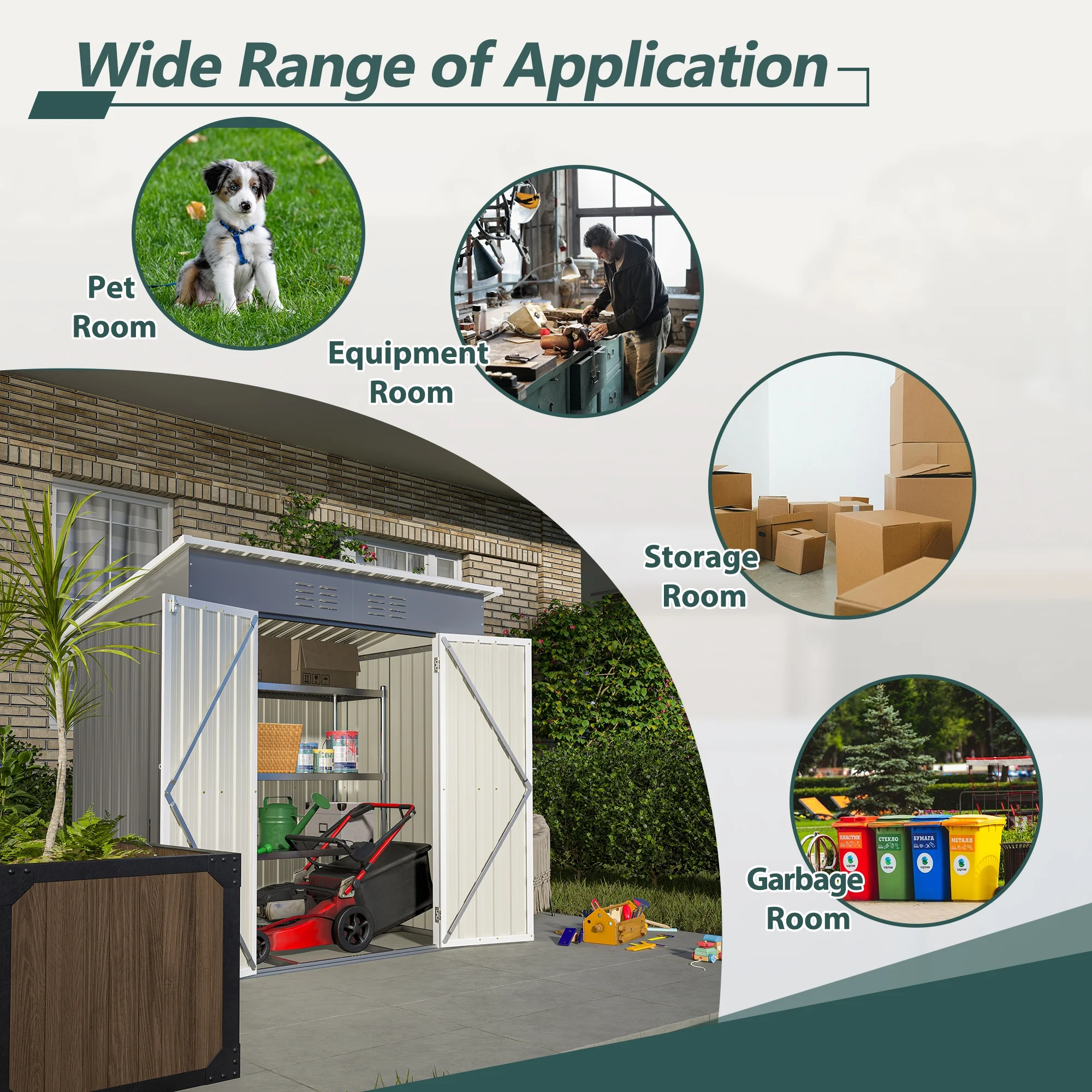6 x 4 ft Outdoor Storage Shed with Floor Frame, Storage Sheds for Outside with Lockable Door, All Weather Garden Tool Shed with Air Vent for House Backyard Patio Lawn, Black - Image 18