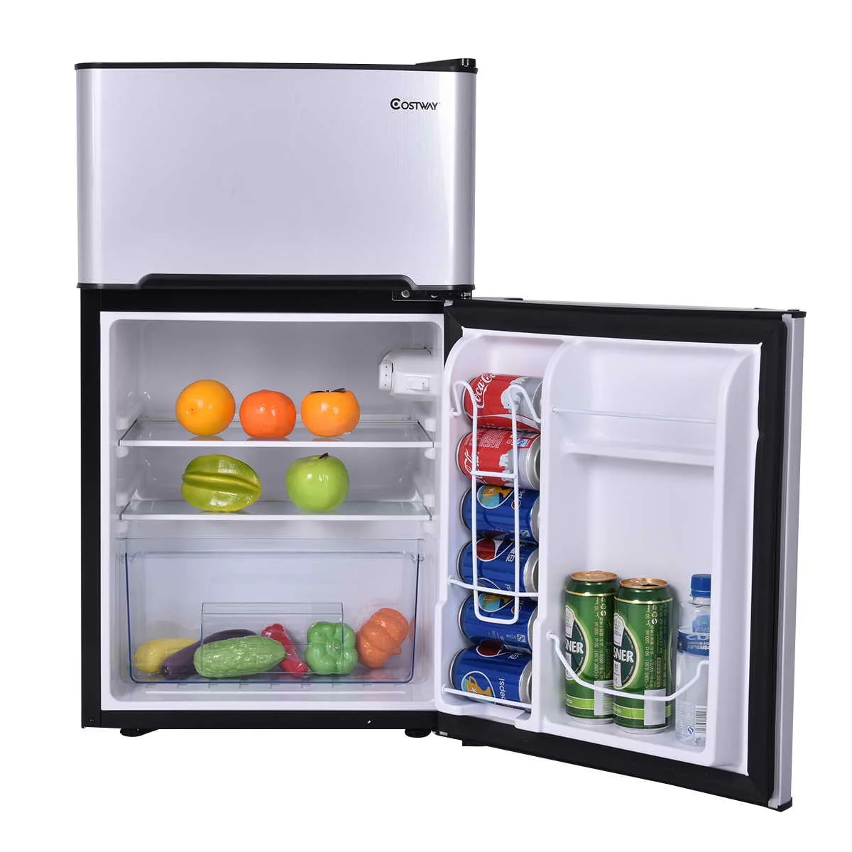 Costway Refrigerator Small Freezer Cooler Fridge Compact 3.2 cu ft. Unit, Grey - Image 5