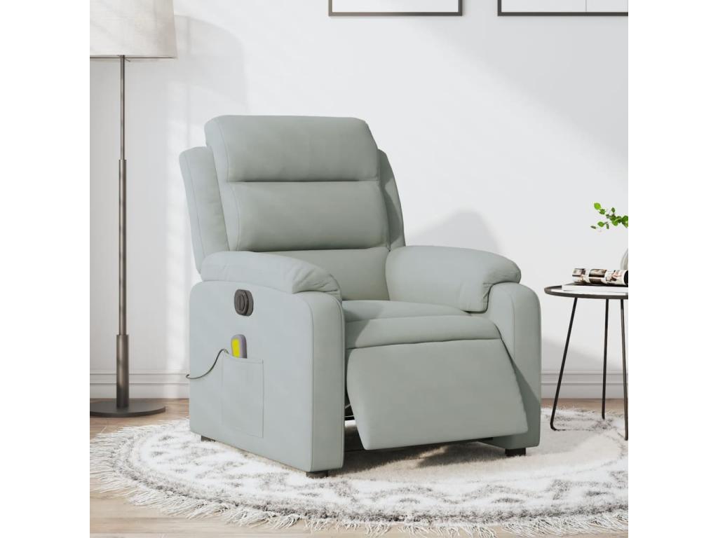 Sillón reclinable de masaje eléctrico terciopelo gris claro