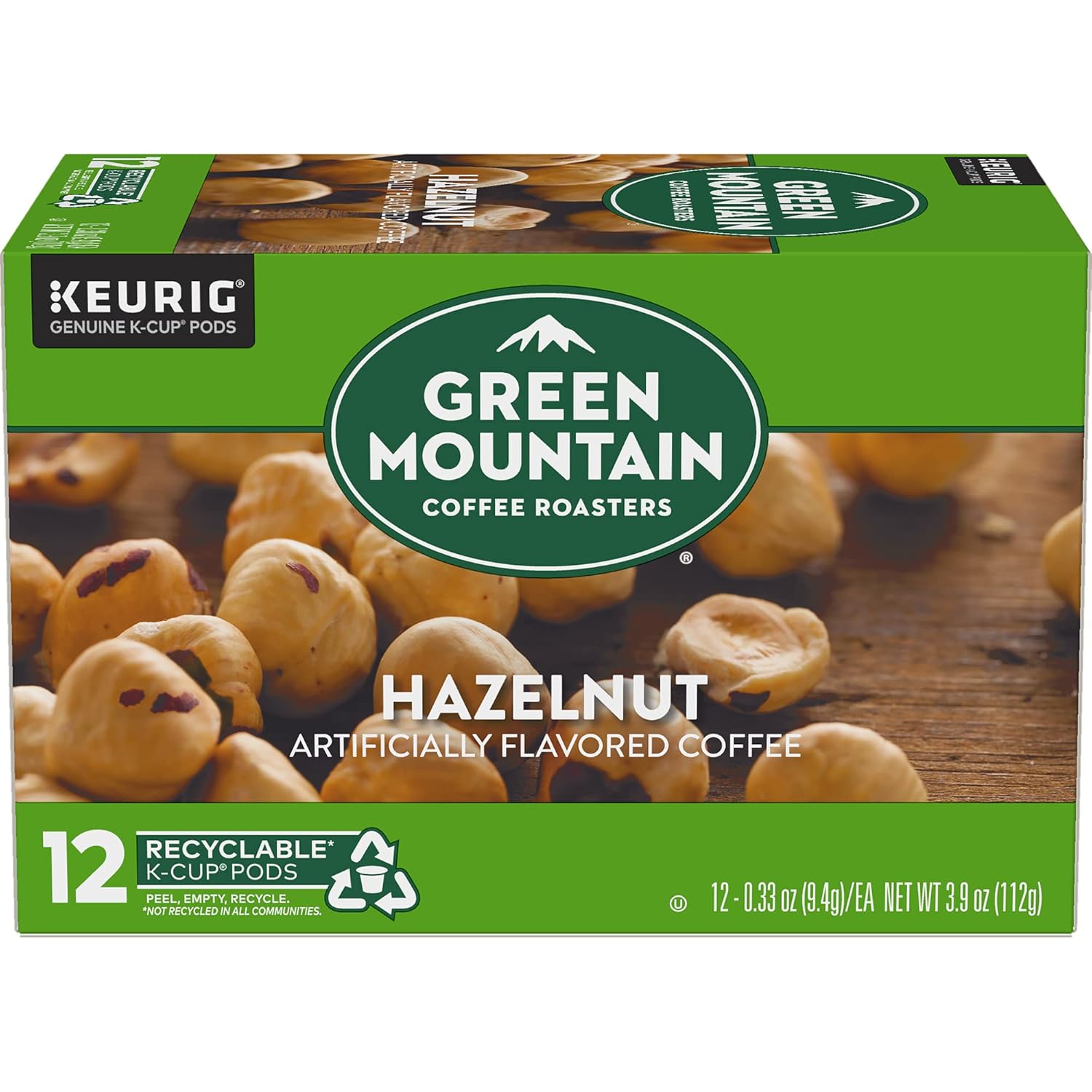 Green Mountain Coffee Roasters Hazelnut Keurig Single-Serve K-Cup pods. Light Roast Coffee. 12 Count (Pack of 5)