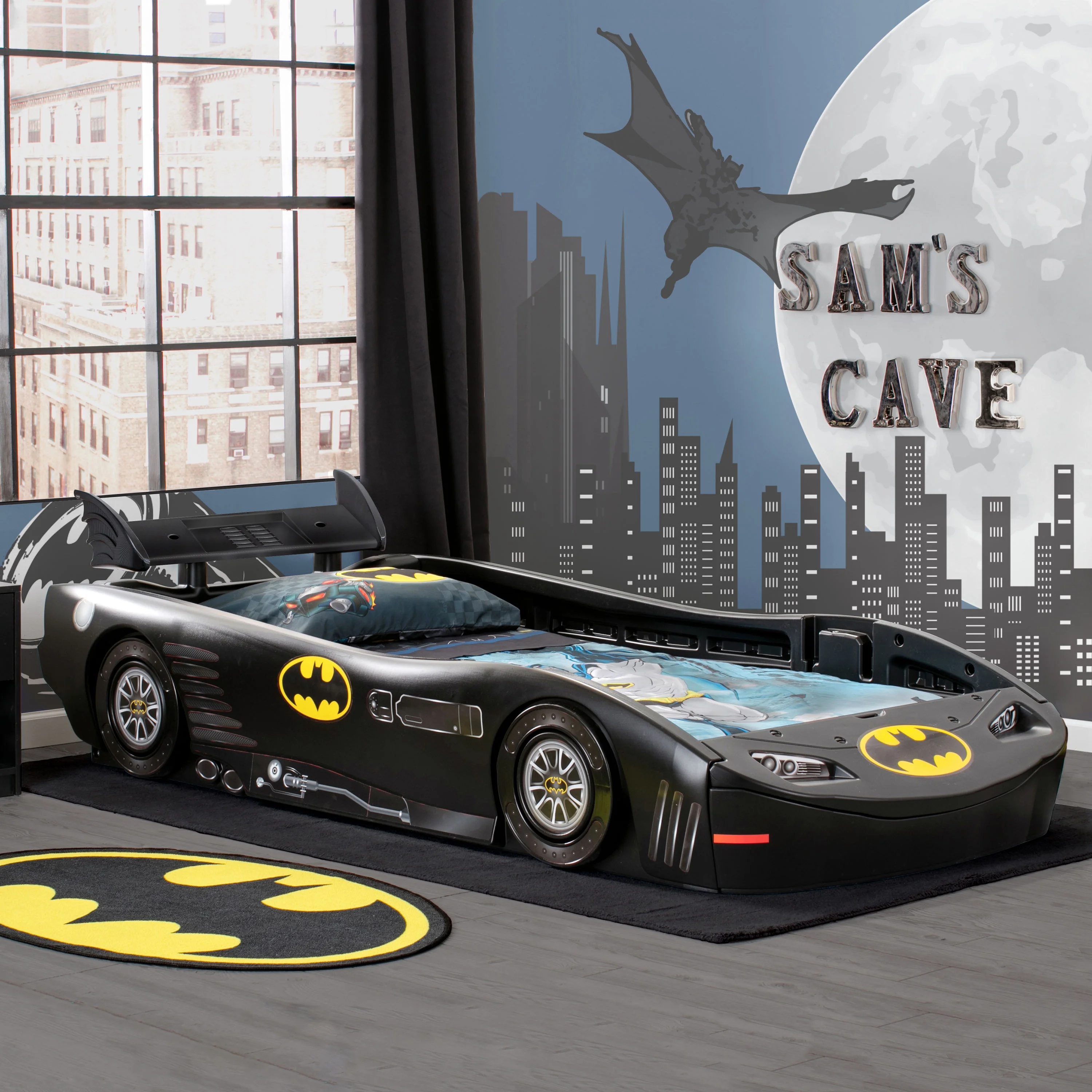 Delta Children DC Comics Batman Batmobile Car Plastic Twin Bed, Black - Image 2