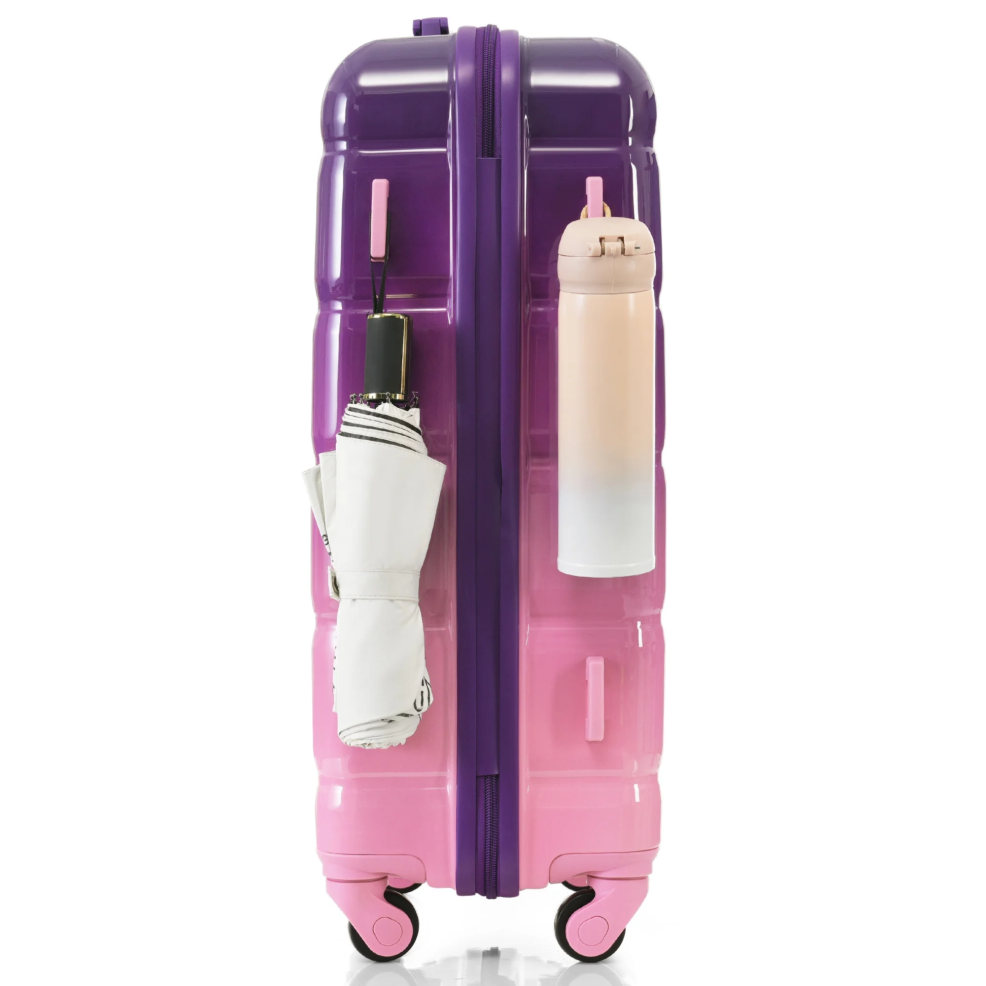 PAPROOS 3-Piece Luggage Set (20''/24''/28''), Hardshell Lightweight Suitcase with USB Port and Side Hooks, Travel Luggage with TSA-Lock, Hardside Rolling Luggage for School, Travel, Pink - Image 40