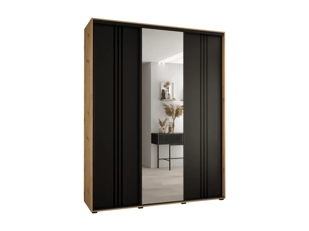 ARMARIO Mobtrendy 7 DE PUERTAS CORREDERAS 235.2/190/45 3 puertas (Artisan/Negro/Negro) 11431ivlu