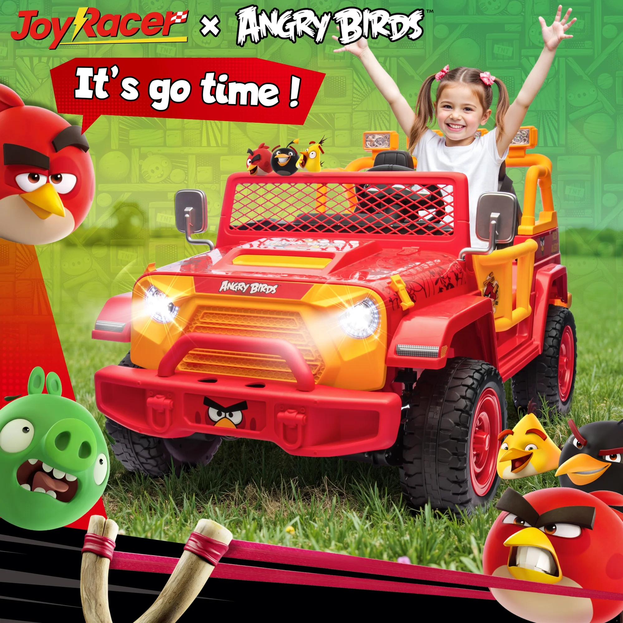 Joyracer 24 Volt Ride on Toys for Big Kids, Licensed Angry Birds Ride on Truck with Remote, 2 Seater 4WD Electric Ride ons with Shovel, Bluetooth, Lights, Power Car Wheels for 3-8, 130lbs, Green - Image 18
