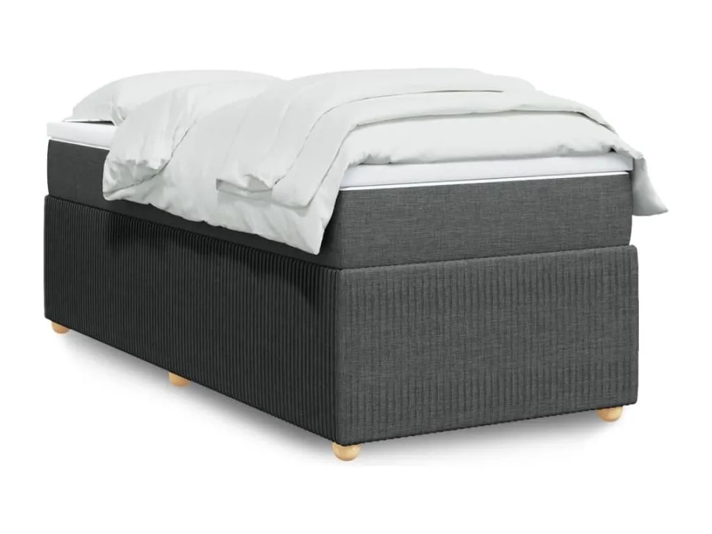 Cama box spring con colchón tela gris oscuro 90x200 cm ruk3522297