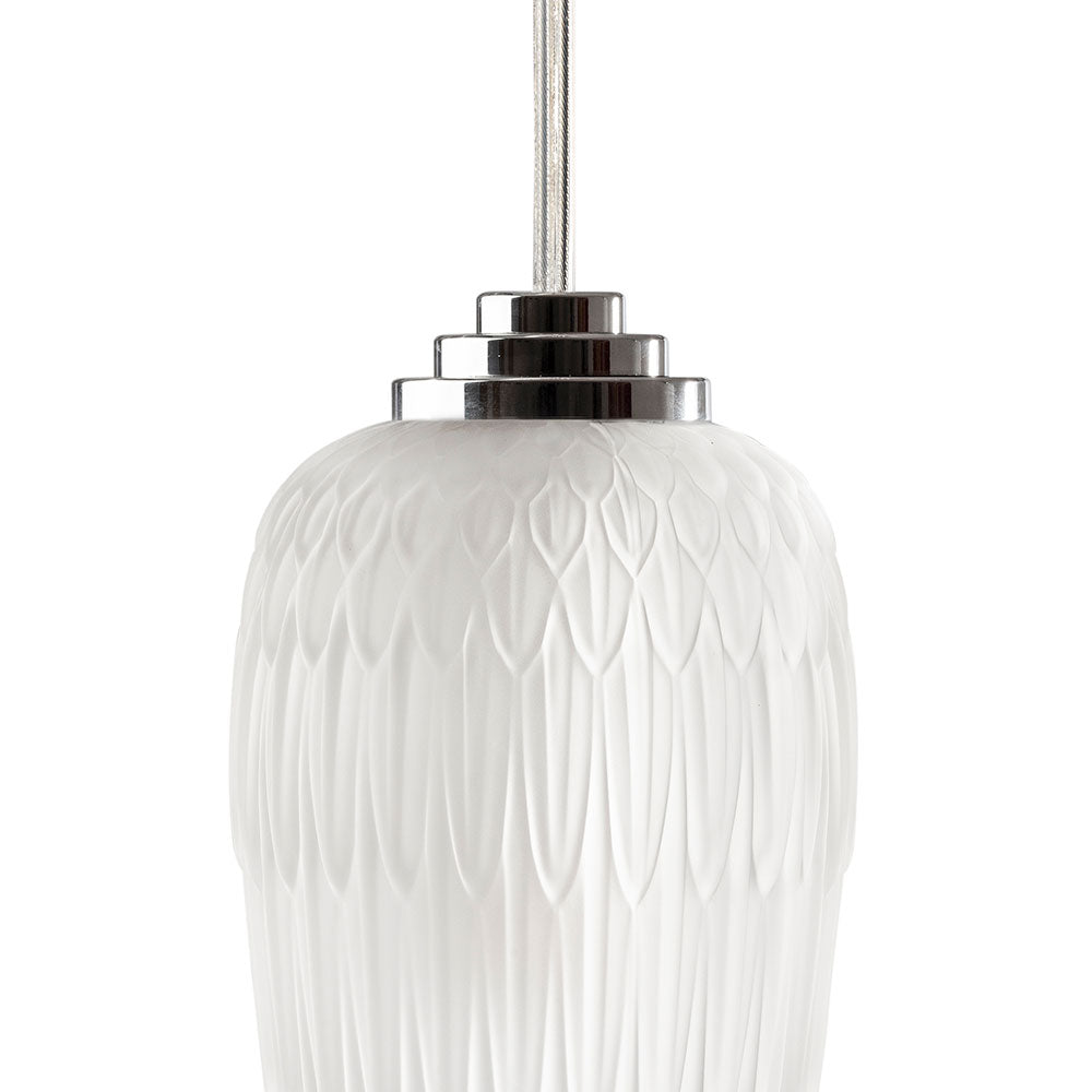 SUSPENSION PLUMES - CRISTAL INCOLORE, FINITION CHROME