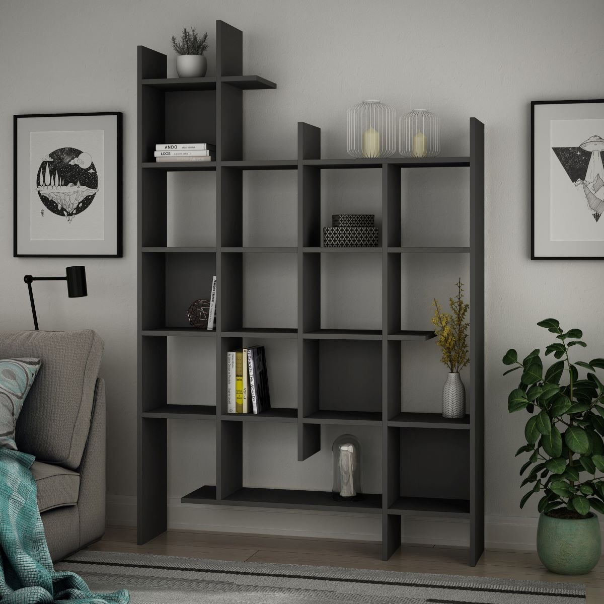 Calicosy - Boekenkast met 18 planken MANCO - H188 cm