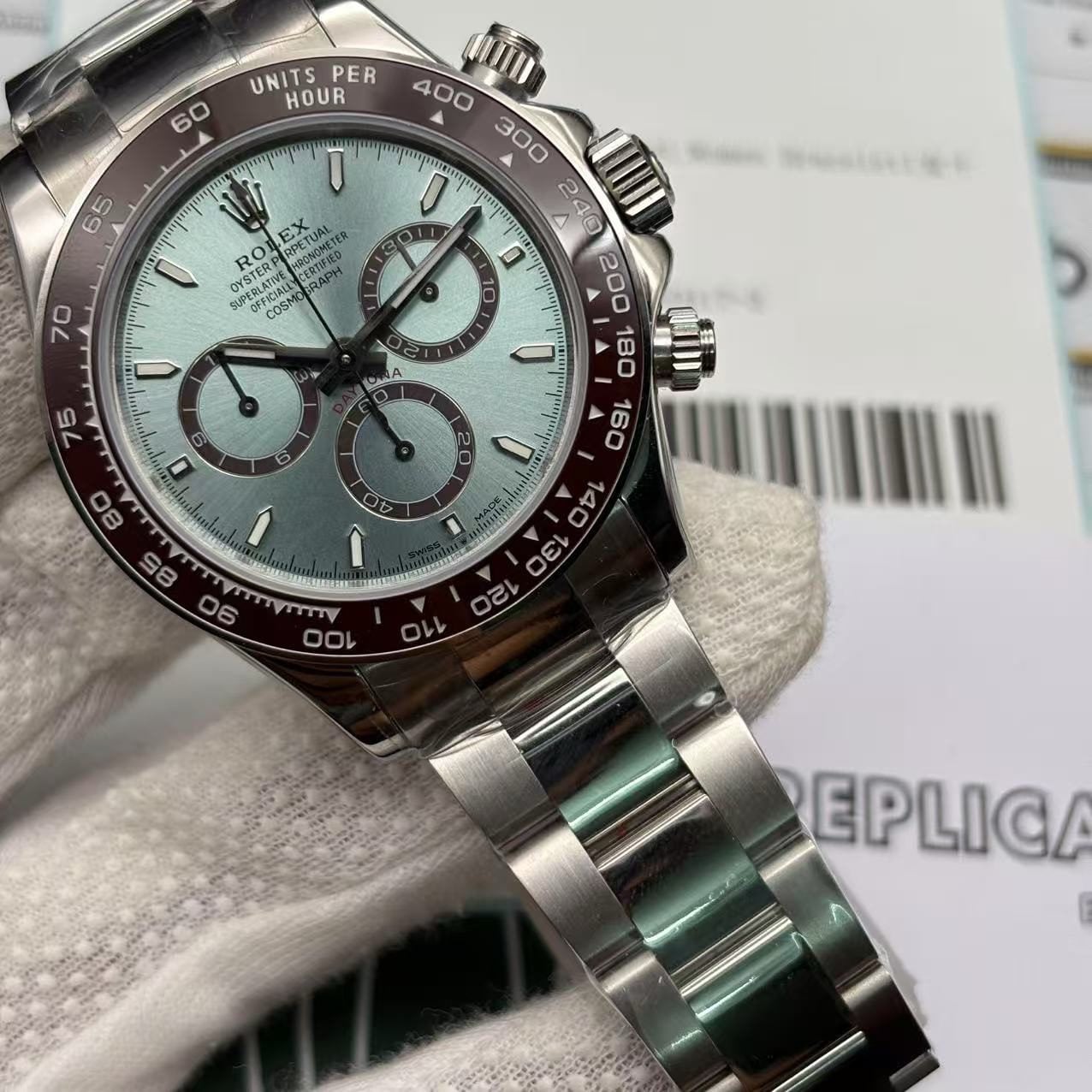 Super Clone Rolex Daytona 126506 “Platona”  Open Case Back | Ice Blue