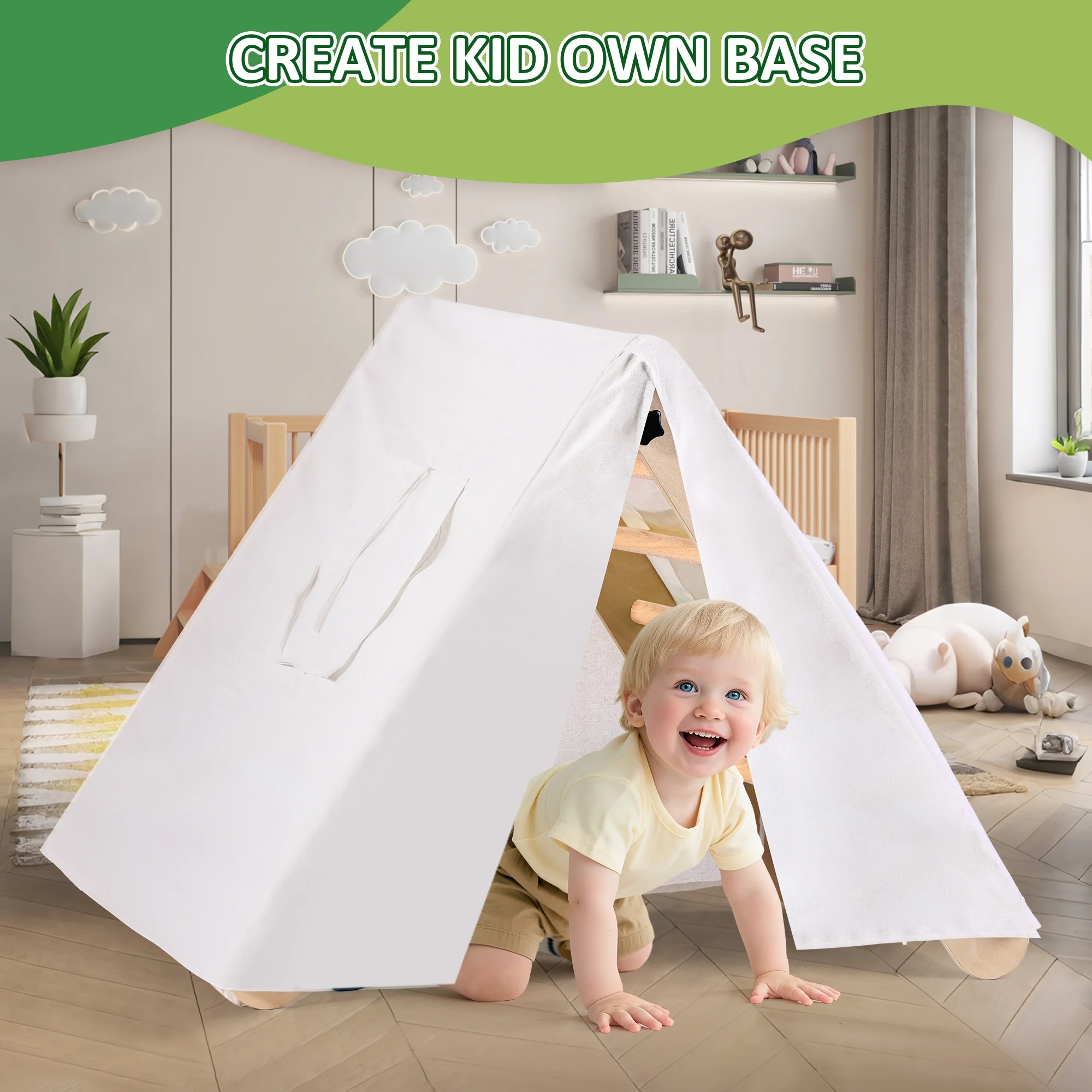 Lookfly 8 in1 Pikler Triangle Set Foldable Baby Climbing Toys for Toddlers 1-6 Inside with Ramp,Toddler Climbing Toys Indoor Baby Gift - Image 5