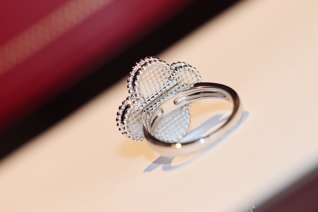VCA Full Diamond Silver Magic Alhambra Ring - Original Replica Club