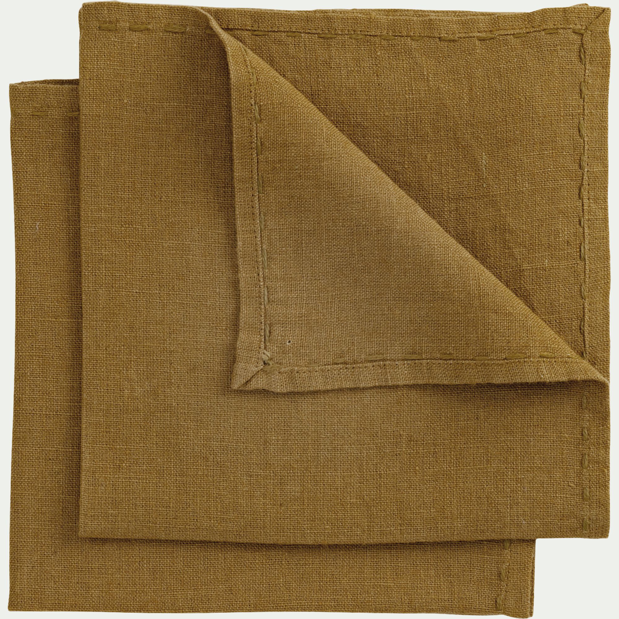 VINON - Lot de 2 serviettes de table en lin lavé - brun alep