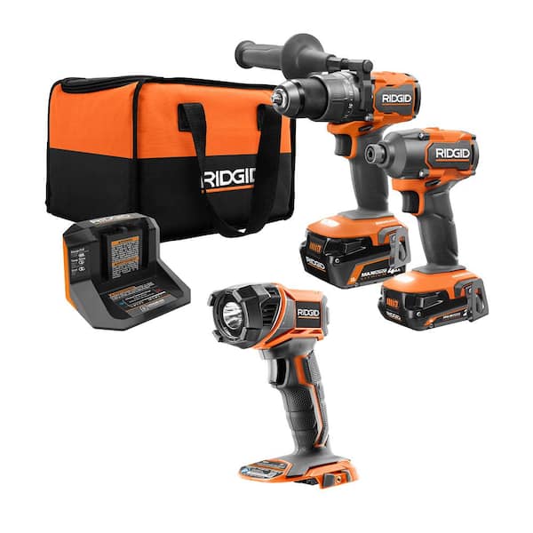 18V Brushless Cordless 3-Tool Combo Kit with Hammer Drill. Impact Driver. LED Torch Light. (2) Batteries. Charger Bag