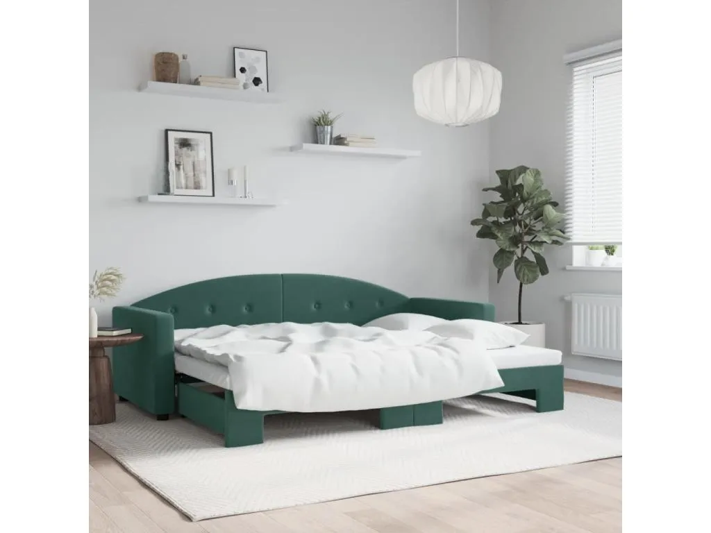 Sofá cama Casabellaes terciopelo verde oscuro 80x200 cm 50283QEOG