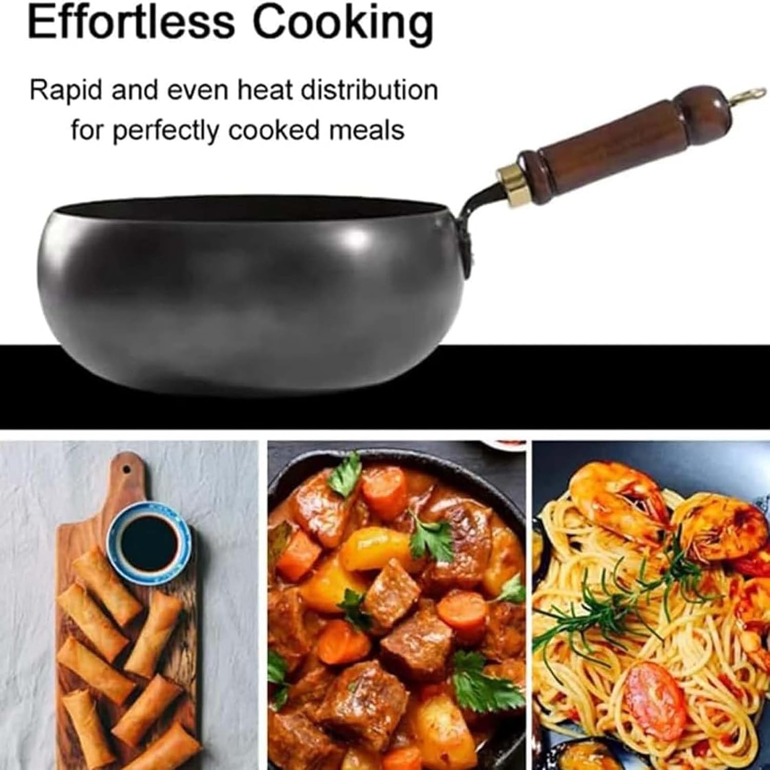 Uncoated Thick Iron Pot, Japanese Uncoating Cast Iron Pot, IronPot Pro, Multifunctional Non-Stick Cast Irons Wok with Lid, High Purity Irons Frying Pan for Cooking (Hammer-Glass Cover, L-11in)