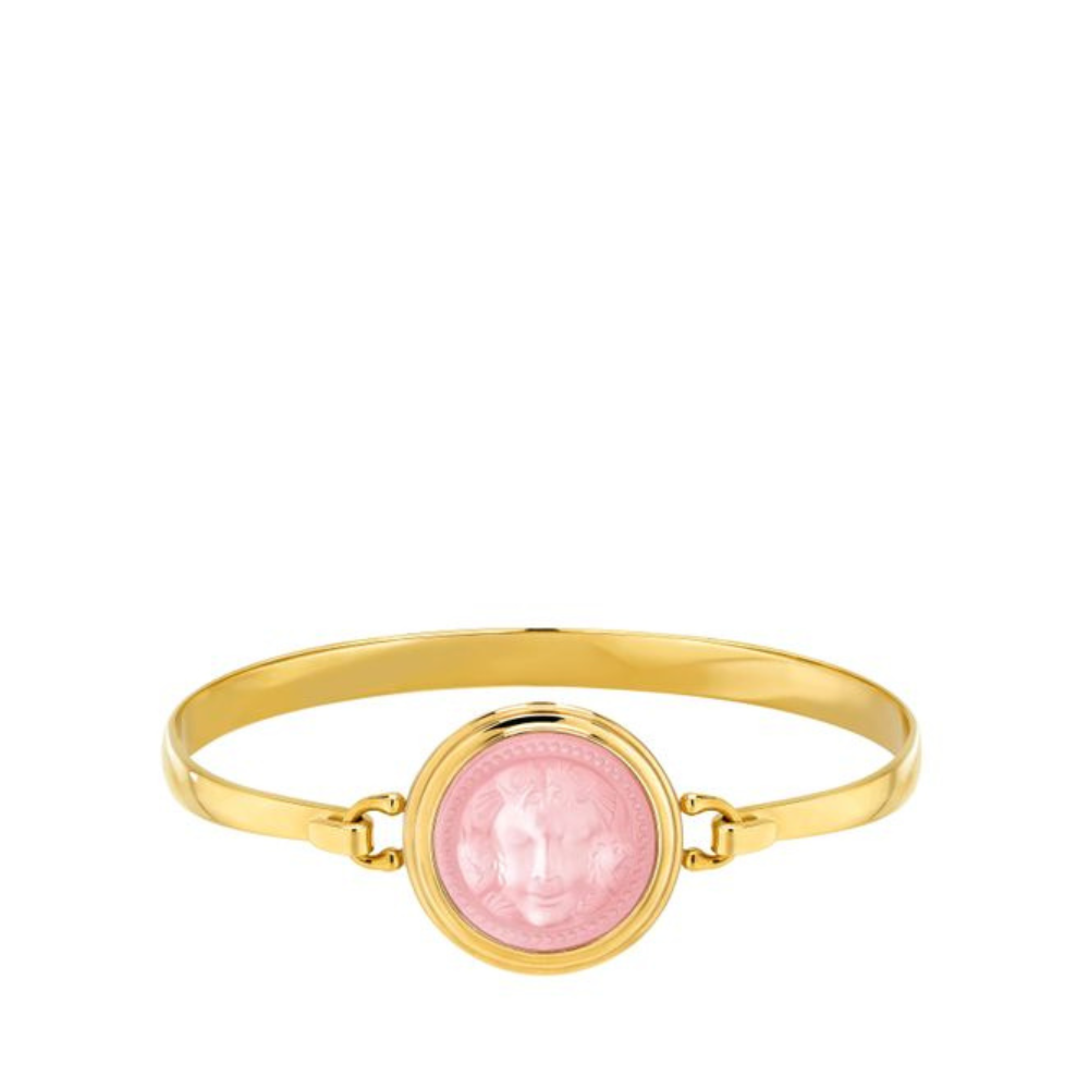 BRACELET ARÉTHUSE ROND - CRISTAL INCOLORE NACRÉ ROSE, PLAQUÉ OR JAUNE 18 CARATS
