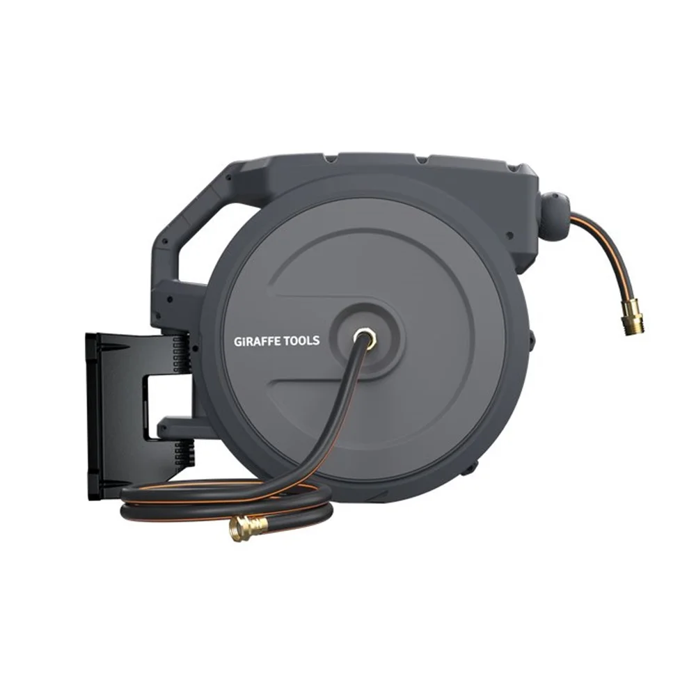 Giraffe Tools Retractable Garden Hose Reel with 1/2in-100ft Water Hose, Plastic Bracket, Wall Mounted, Dark Grey - Image 19