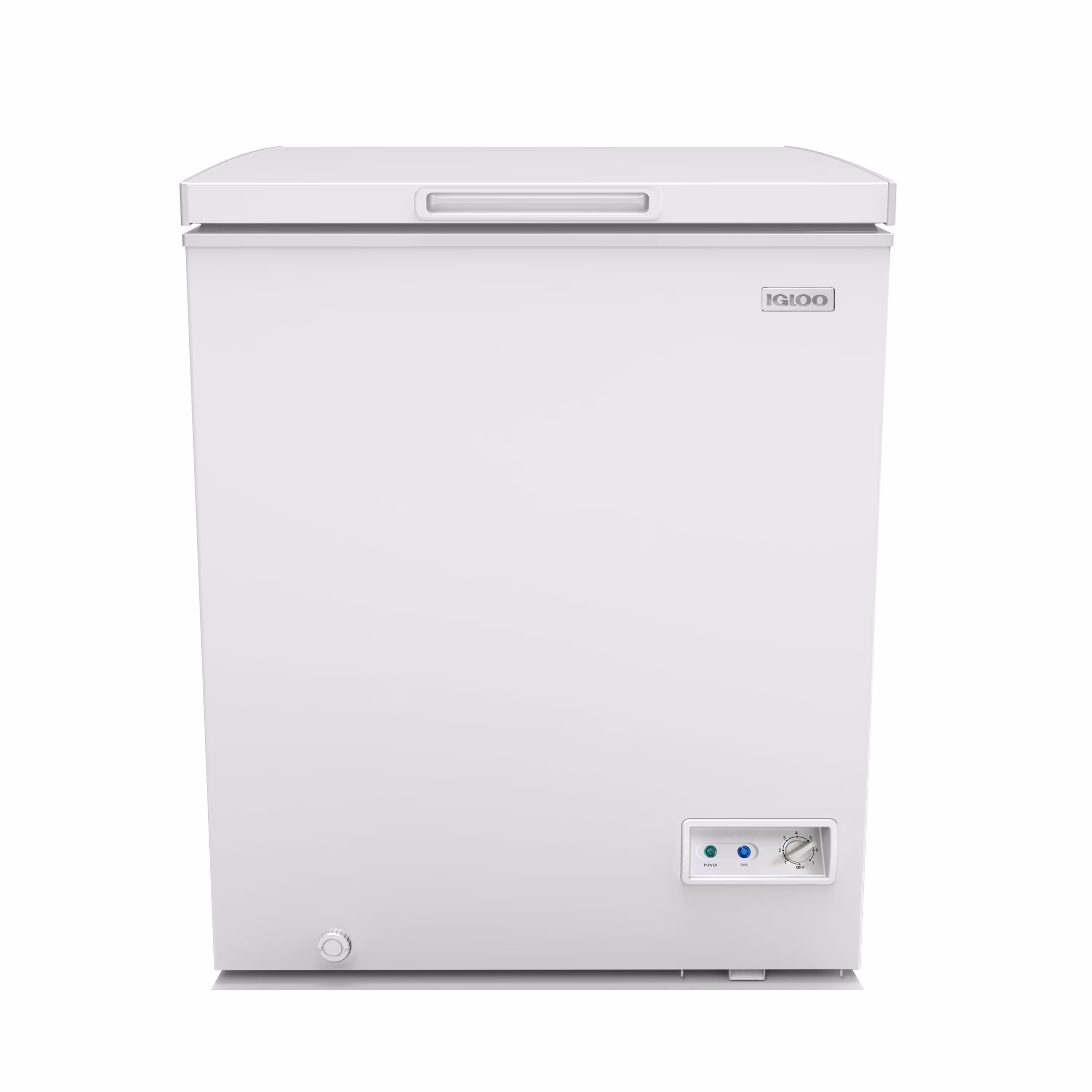 Igloo 5.0 Cu. Ft. Chest Freezer With Removable Basket, Free-Standing Door Temperature Ranges From-10?- to 10?- F, Front Defrost Water Drain, Perfect for Homes, Garages, Basements, RVs, White