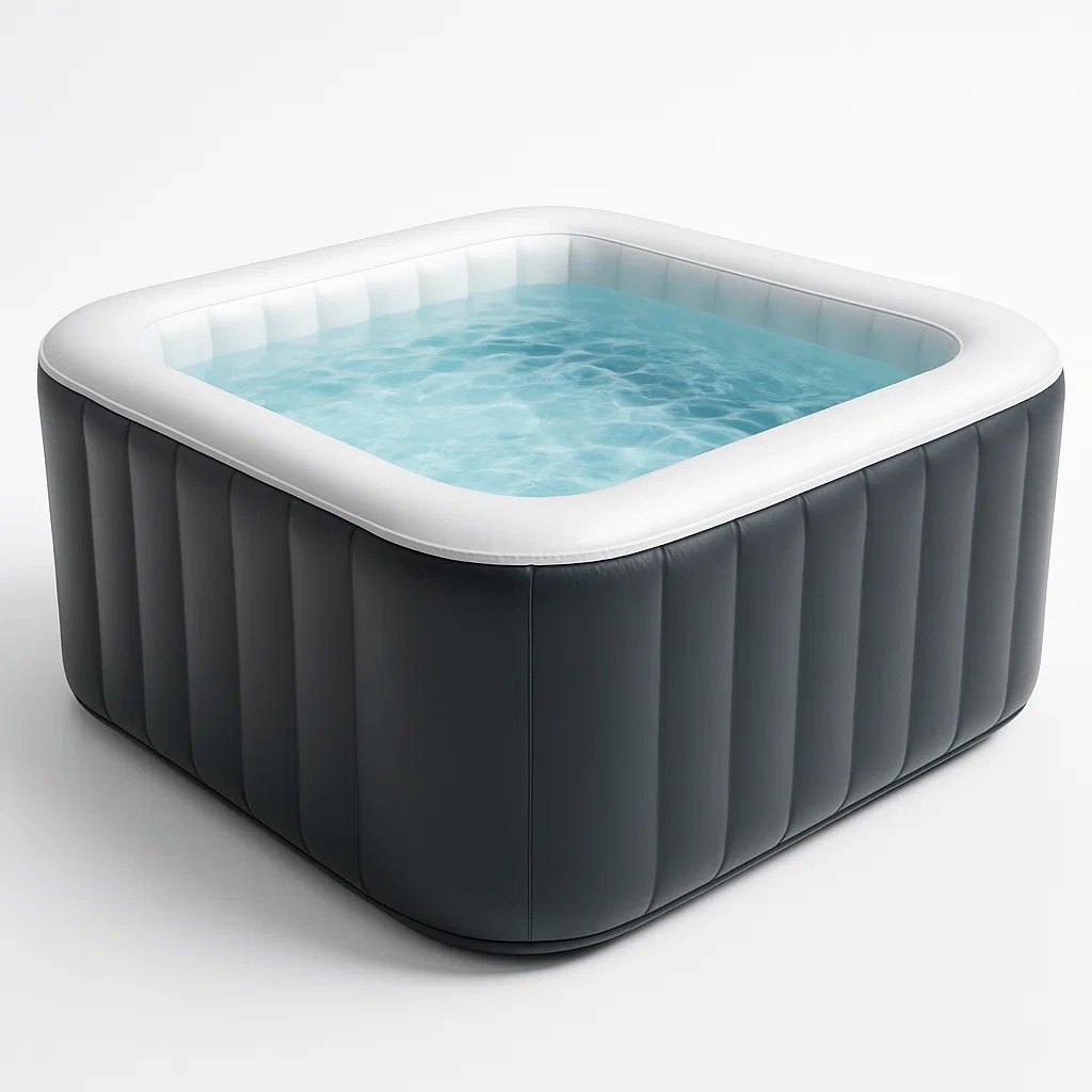 Spas hinchables 178x178x70 cm, 4 plazas, color gris oscuro/ blanco, forma cuadrada DNKMJoT350Vq