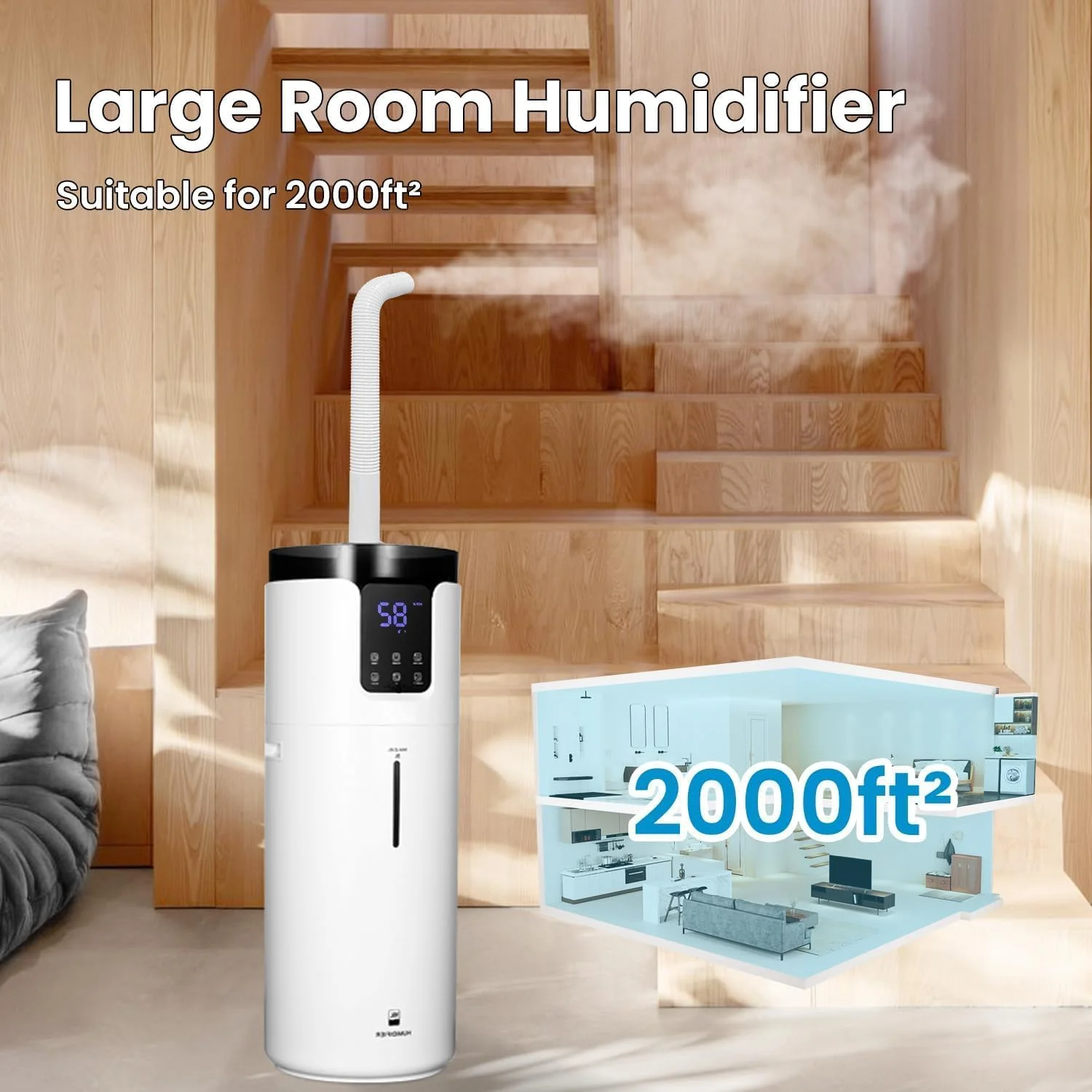 LACIDOLL Humidifiers for Large Room Home Bedroom, 4.2Gal 16L 1000ML/H Ultrasonic Cool Mist Humidifiers for 1000 Sq.ft - Essential Oil Tray, 4 Mist Speed Settings, Remote - Image 2