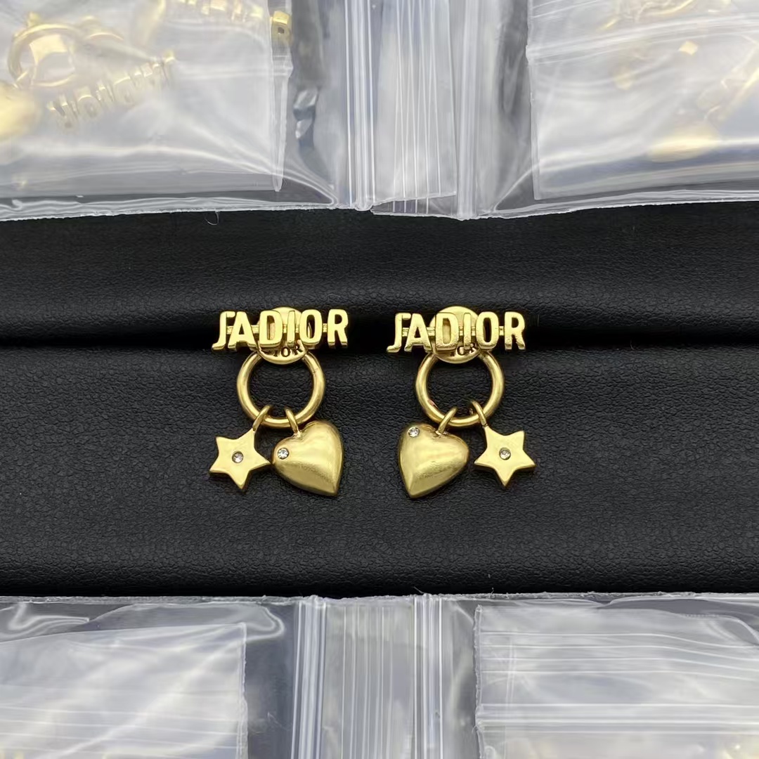 Dior JADIOR Star Heart Dangle Earrings - Original Replica Club