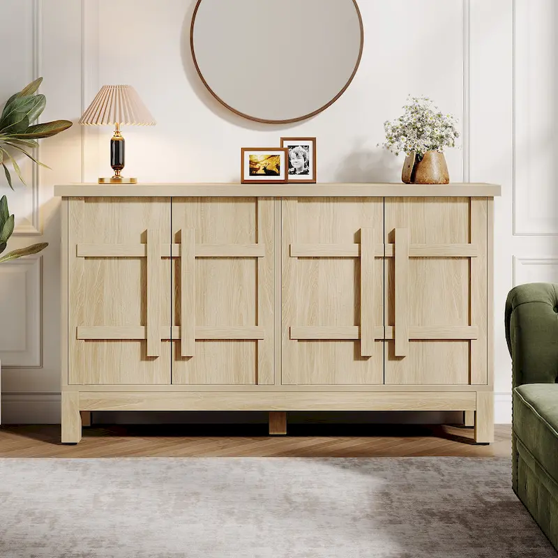 55-Inch Rustic Wood Farmhouse Buffet Cabinet with Ample Storage