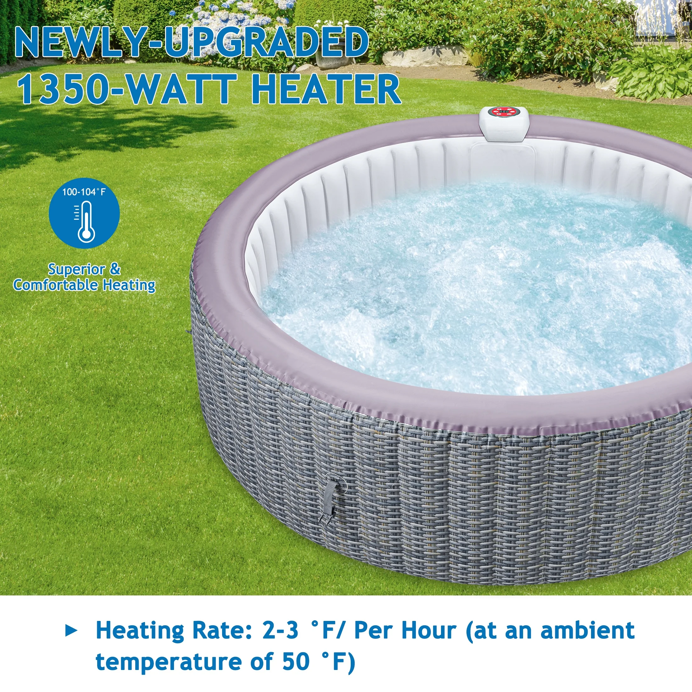SEGMART 4-6 Person Inflatable Hot Tub Spa with 130 Jets, 82" Outdoor Spa Blow Up Hottub, Outdoor Portable Hottub with Insulated Cover, Floor Protector - Image 8