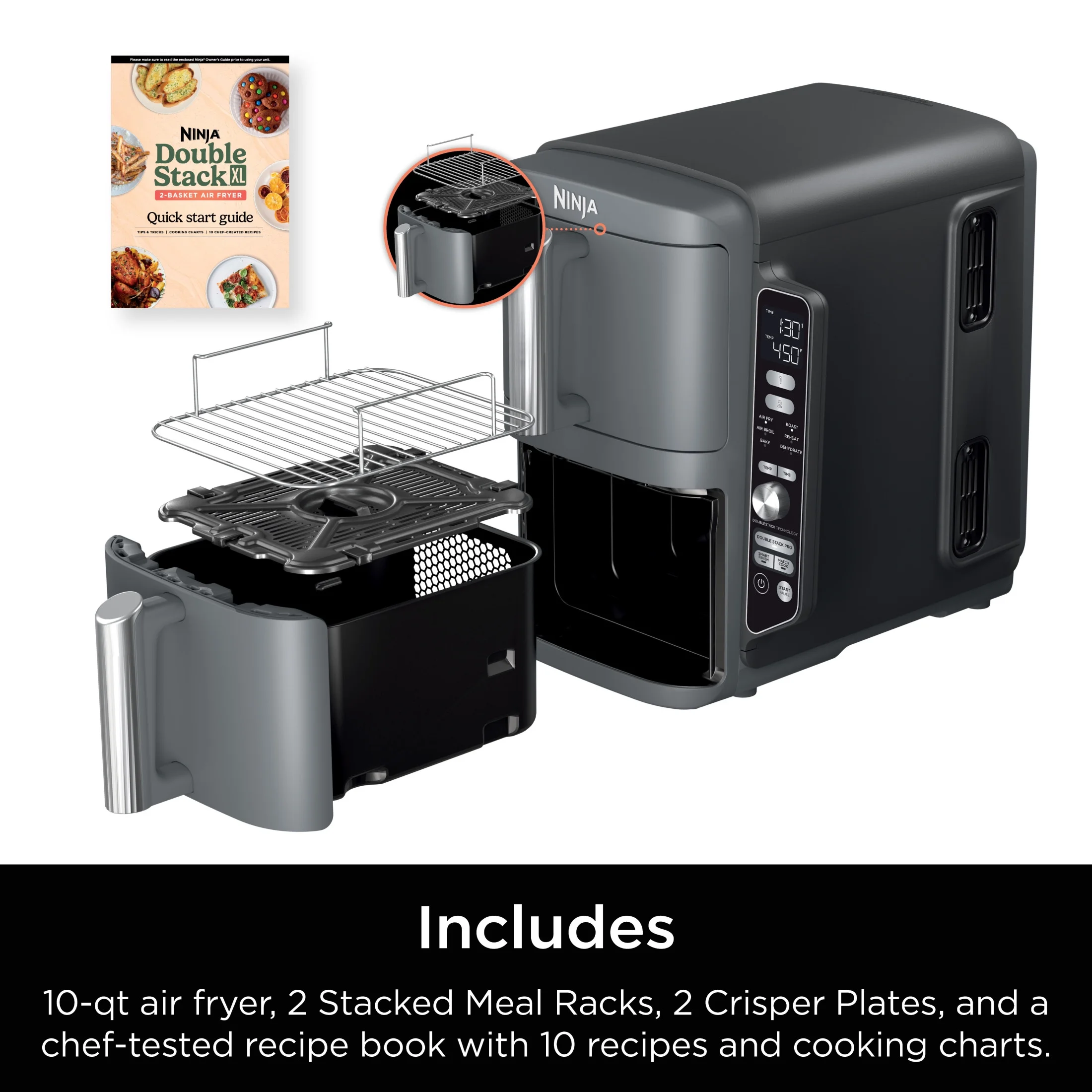 Ninja DoubleStack XL 10 QT 2-Basket Air Fryer - Image 15