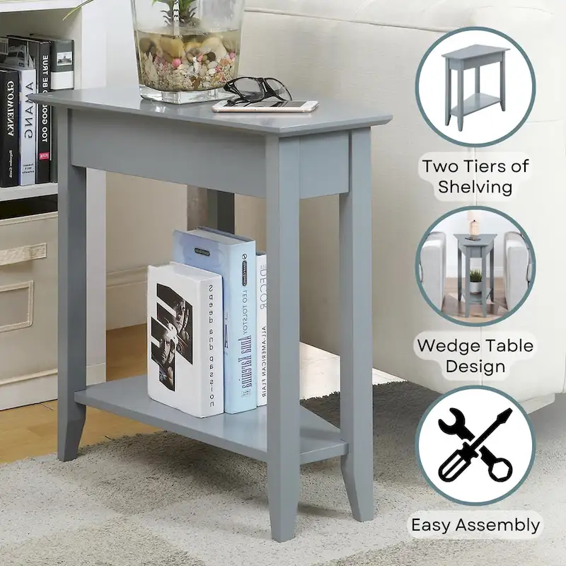 American Heritage Wedge End Table with Shelf by Convenience Concepts
