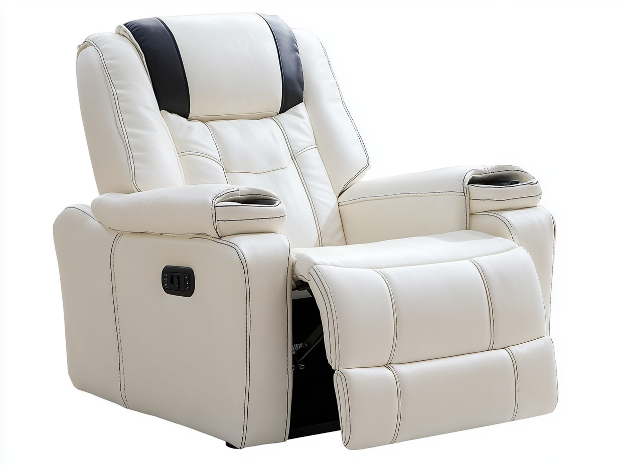 Sillón reclinable de cuero blanco
