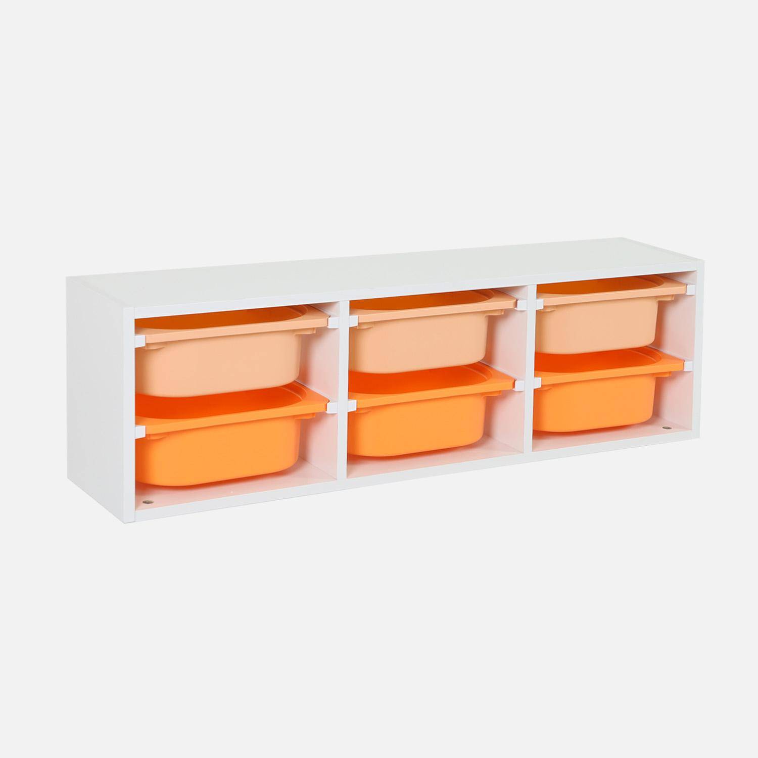 Sora - Mueble de almacenamiento infantil horizontal, 6 cajas coloridas