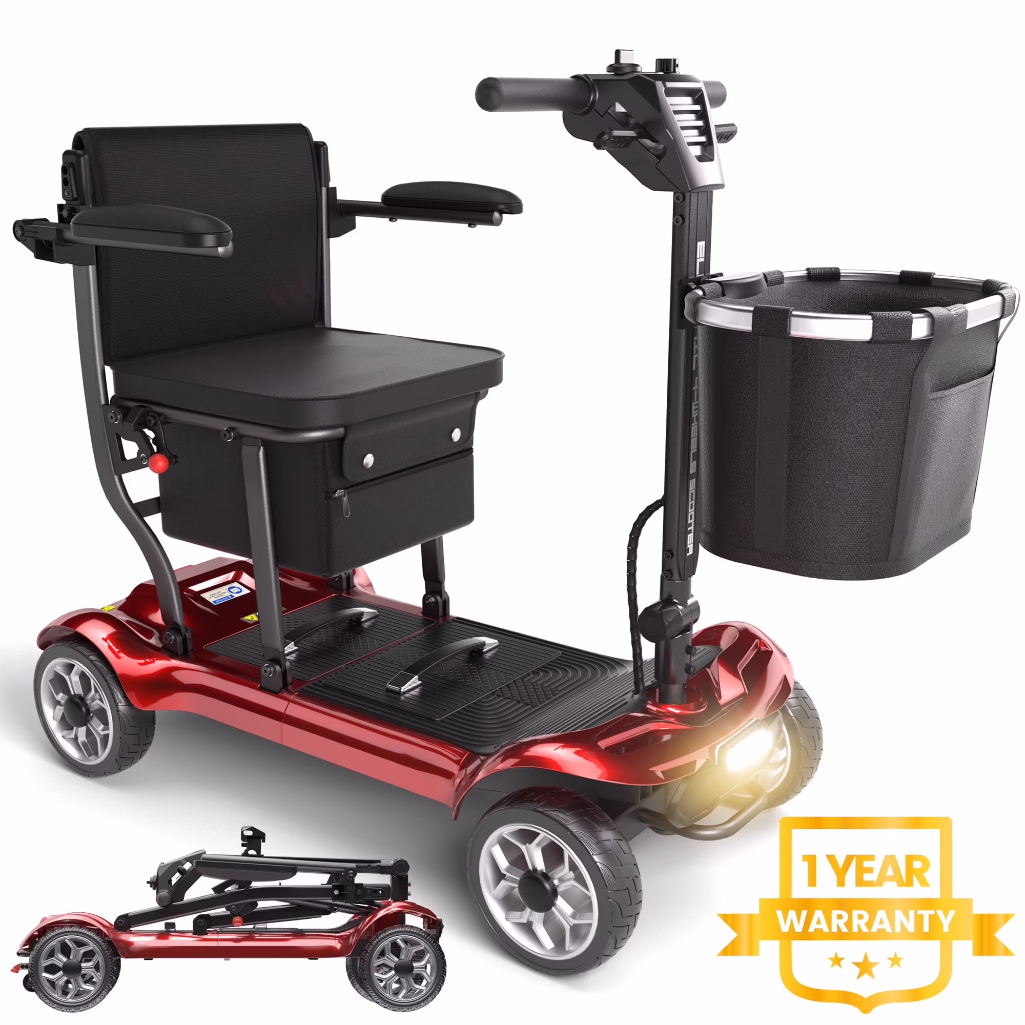 EAGLOG Light Weight 4 Wheels Mobility Scooter for Seniors, Electric Folding Wheelchair Device for Travel, Black - Image 7