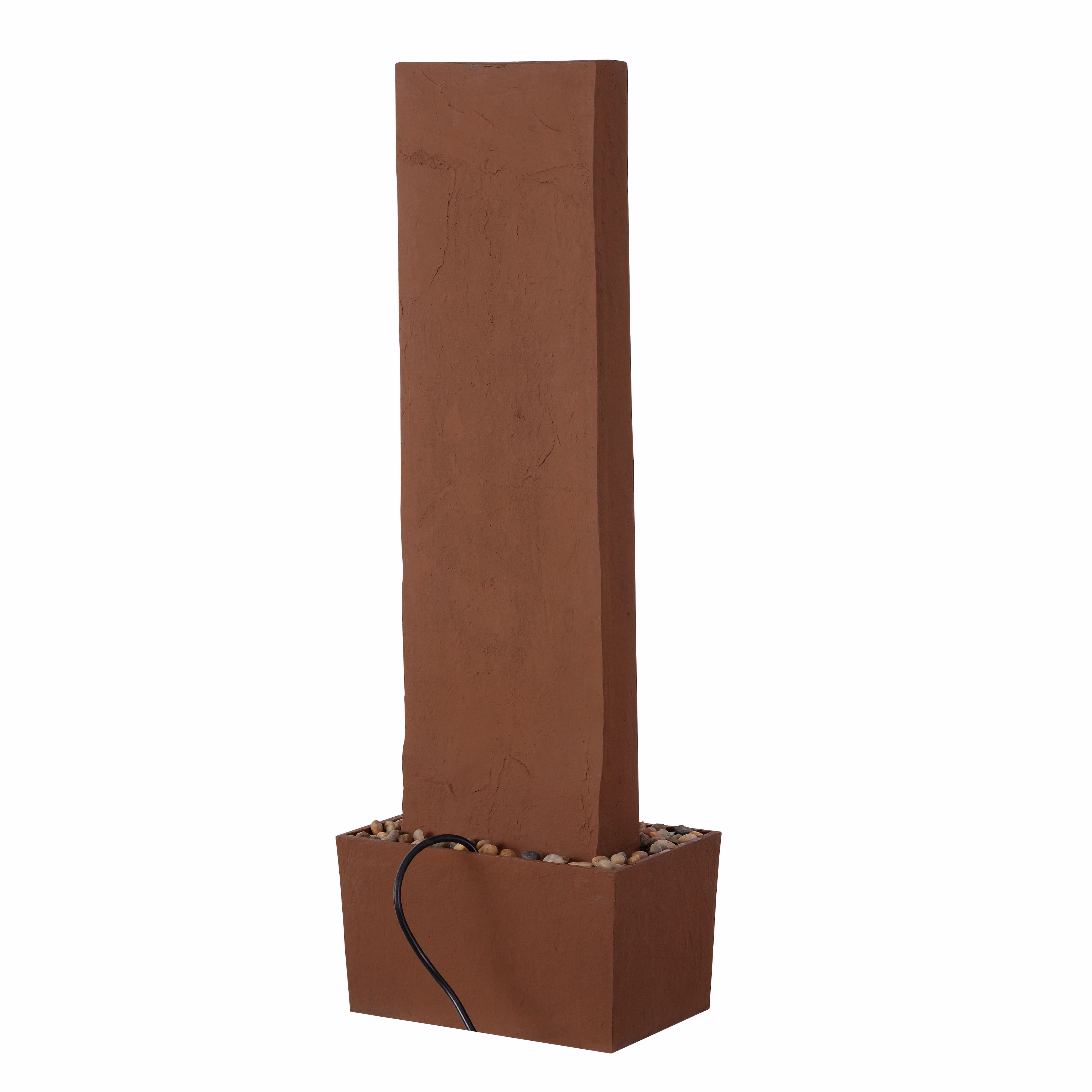 Teamson Home 38.5" Faux Slate Contemporary Outdoor LED Waterfall Fountain with Pebble Base, Red Rock - Image 9