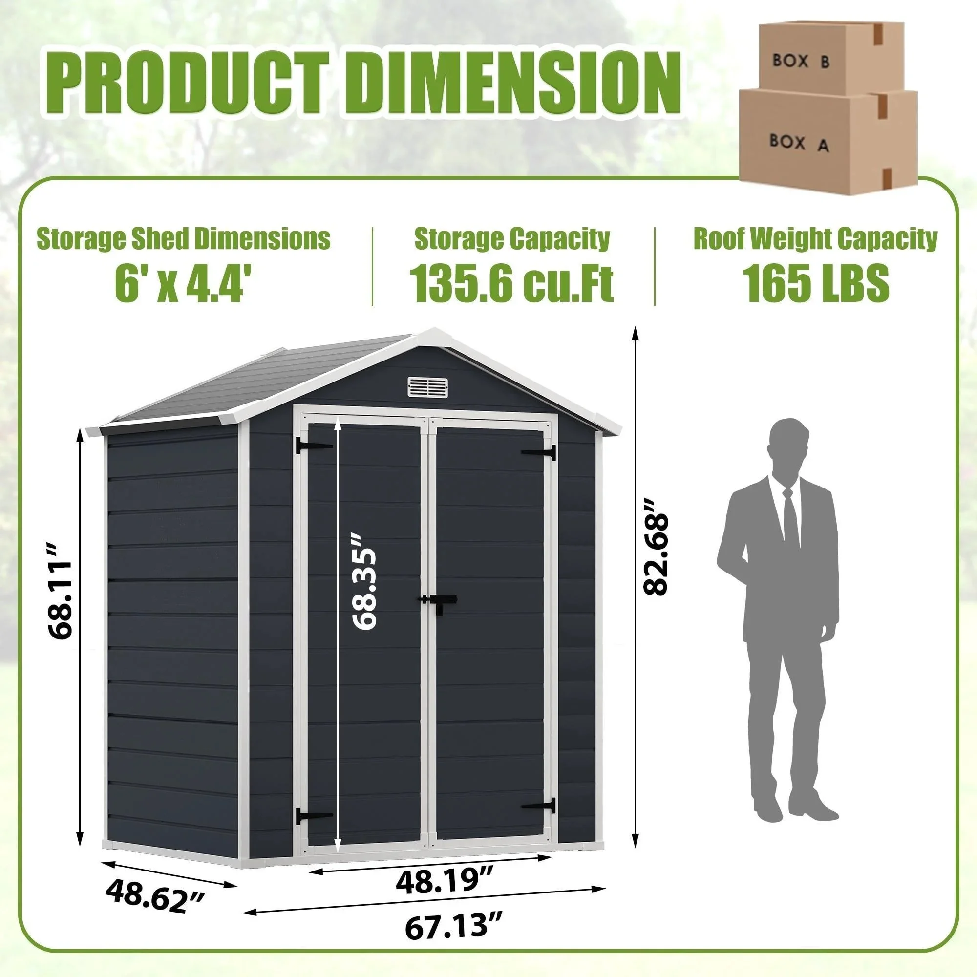 Enyopro 306Gal Outdoor Storage Shed, Horizontal Resin Shed, Resistant Tool Plastic Shed for Storage of Bike/Garbage Cans/Garden Tools/Lawn Mowers - Image 12